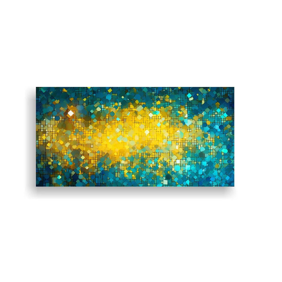 Cuadro mosaico abstracto de luces doradas con banda luminosa — imagen principal