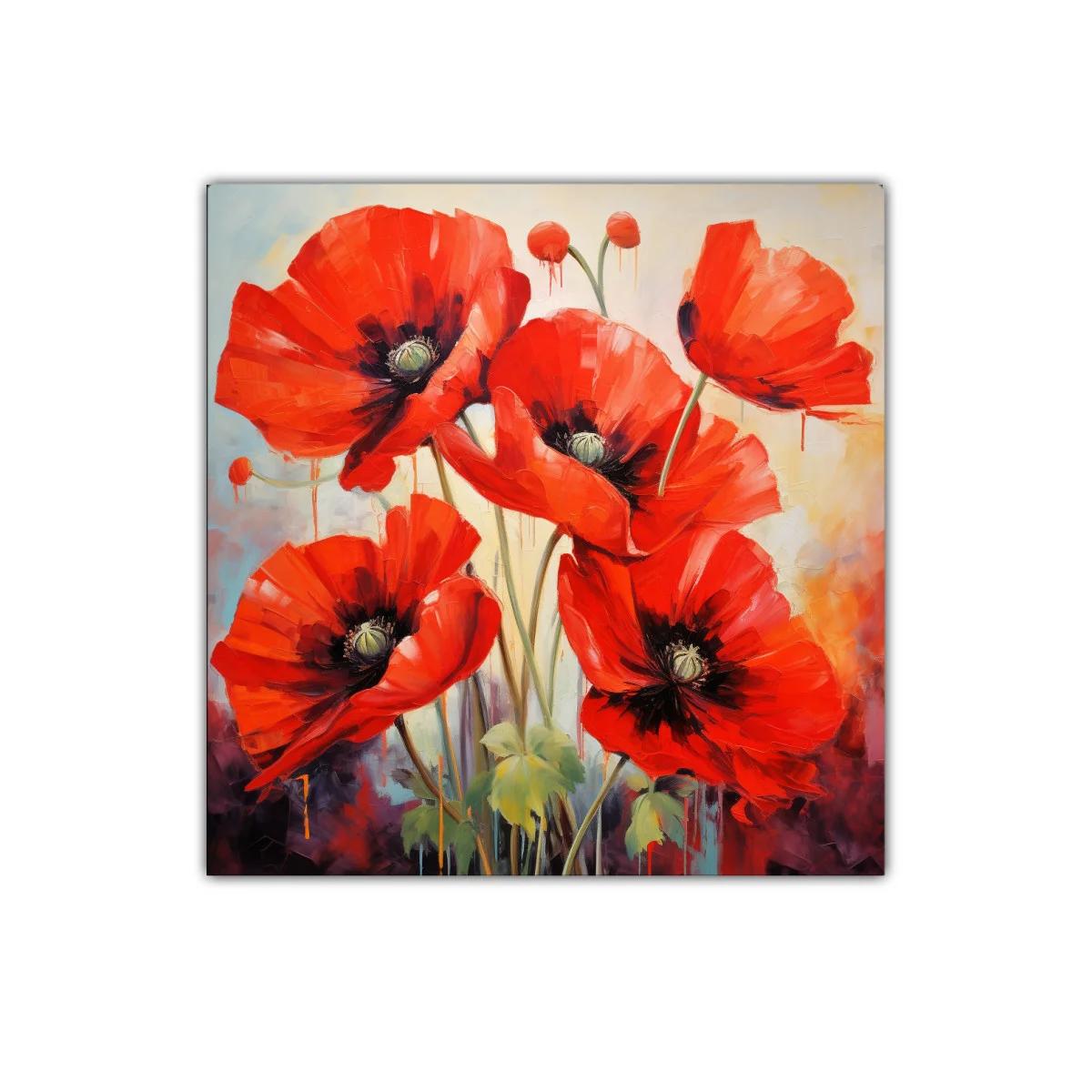 Vibrante composición de amapolas rojas sobre fondo suave