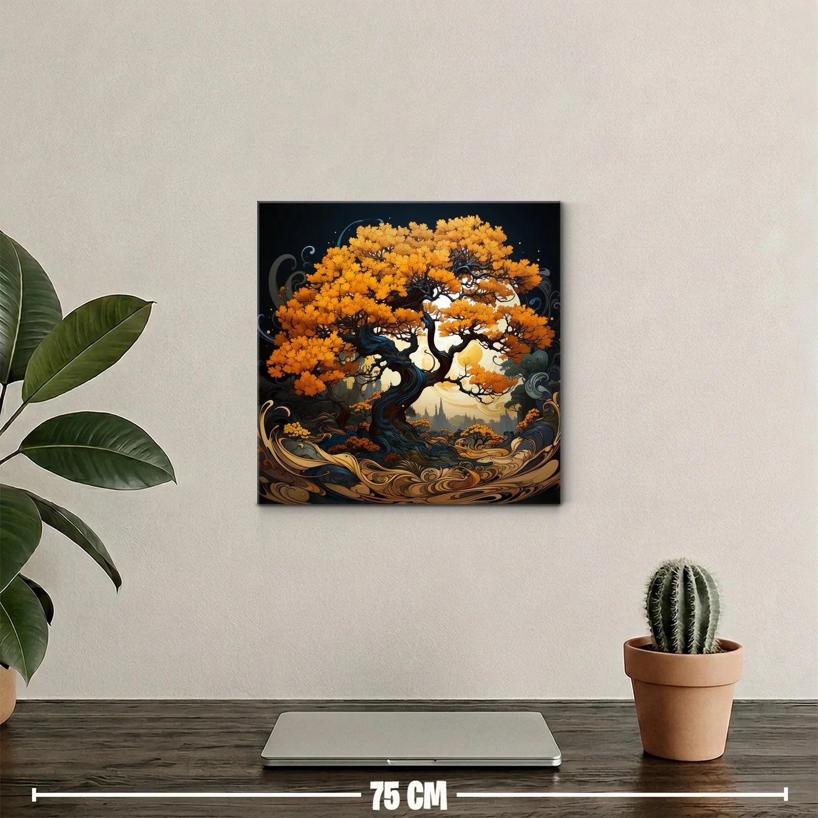 Árbol dorado en paisaje mágico con detalles ondulados — miniatura 2