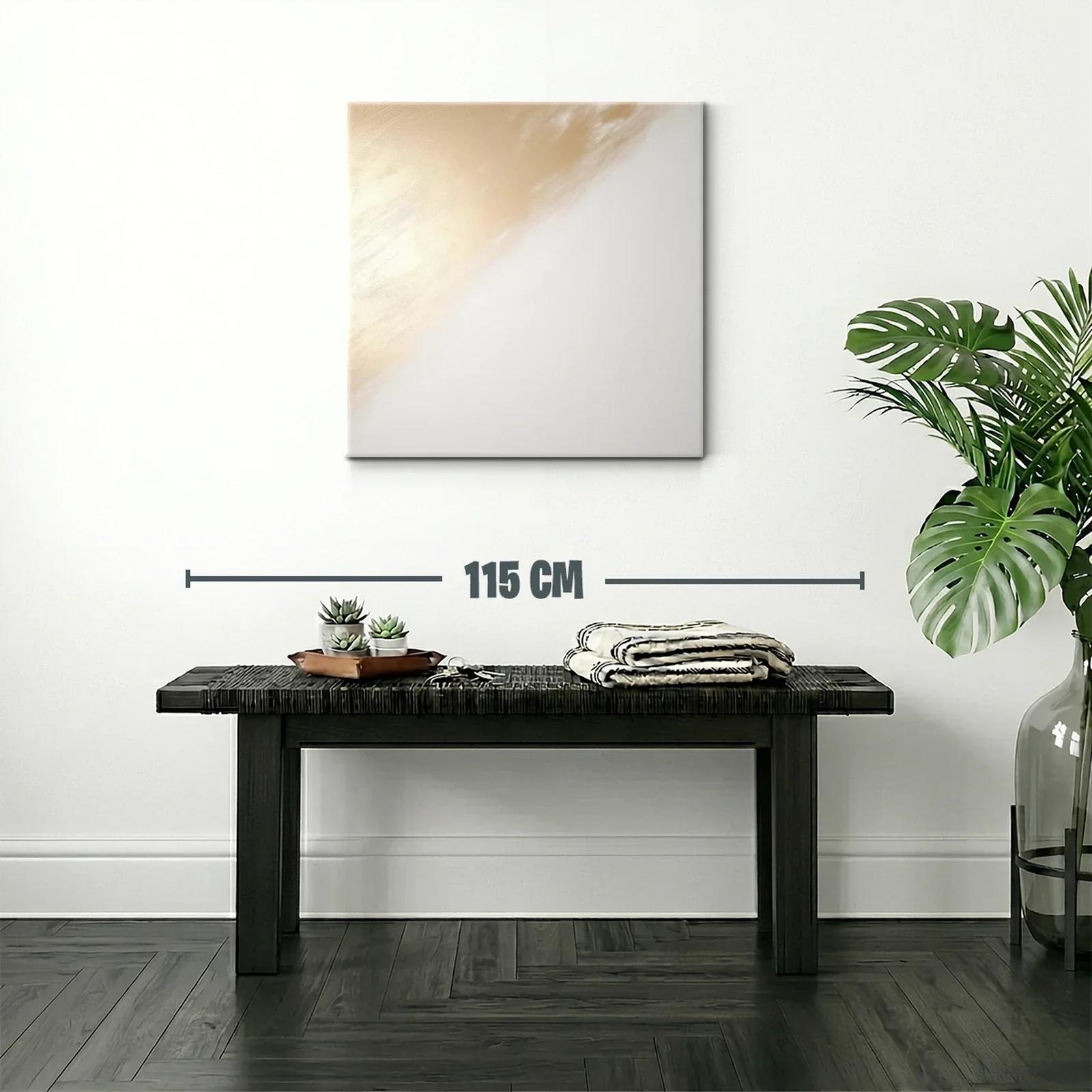Cuadro abstracto con tonos suaves dorados y blancos — miniatura 2