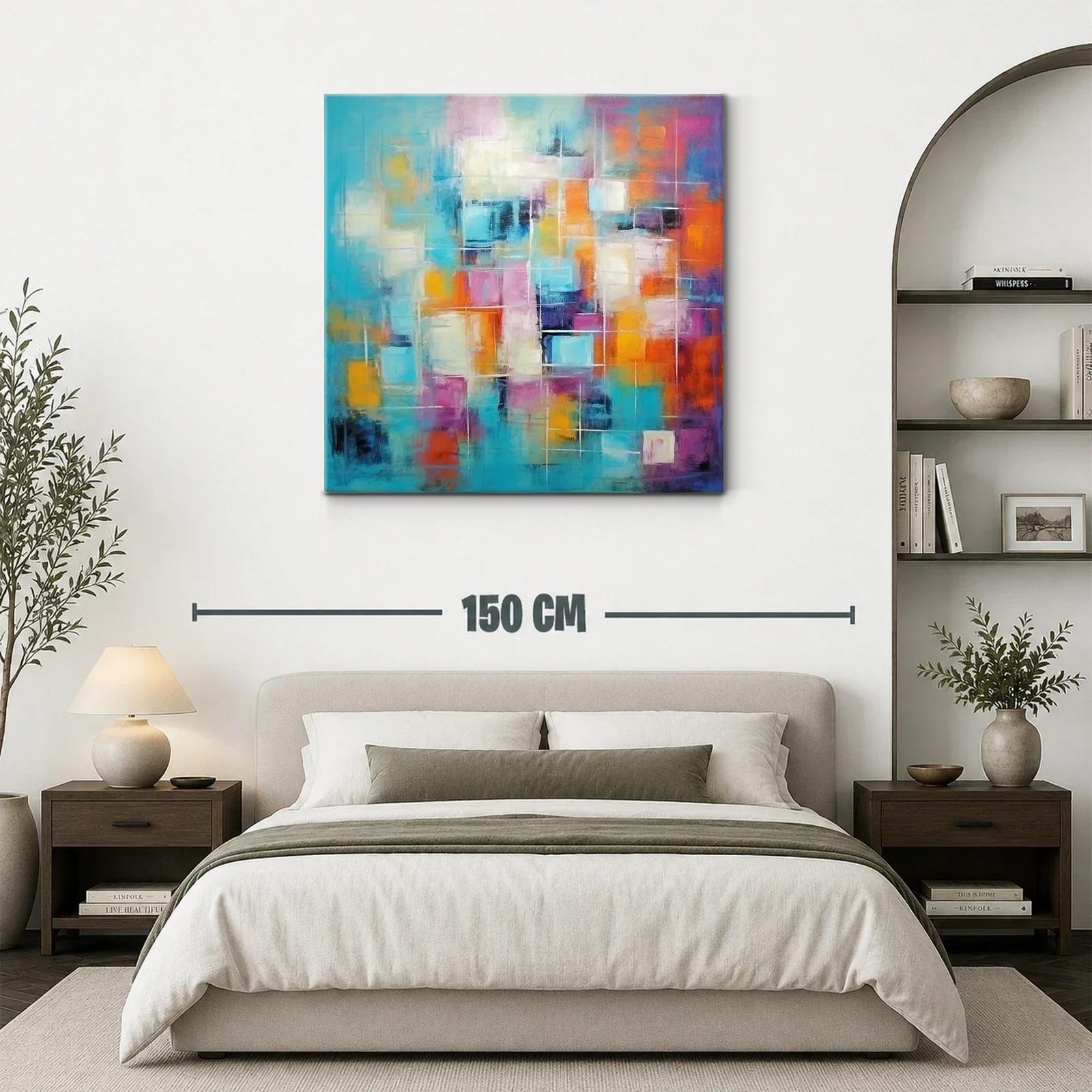Composición abstracta con vibrantes tonos turquesa y naranja — miniatura 3