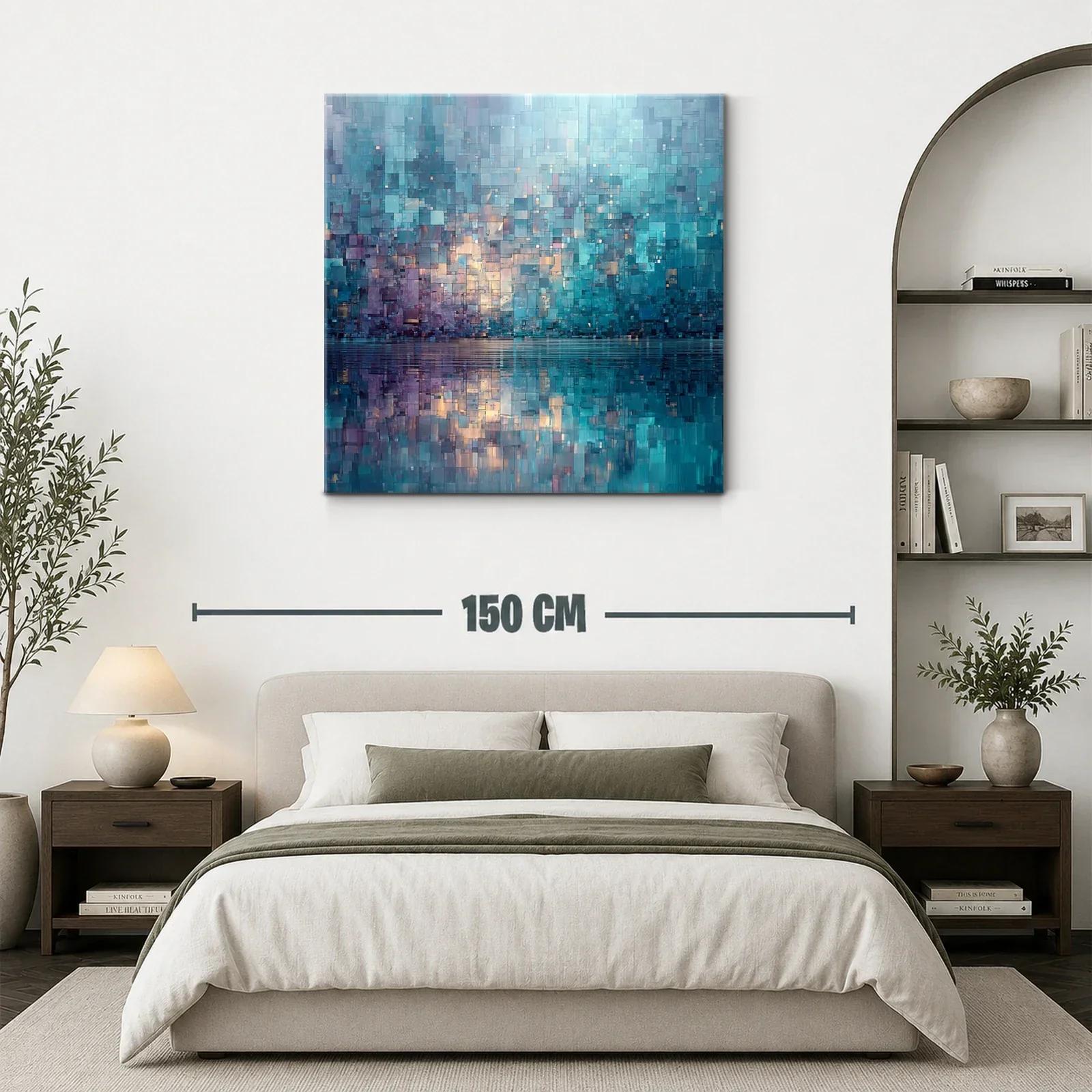 Cuadro abstracto con reflejos en tonos azules y morados — miniatura 3