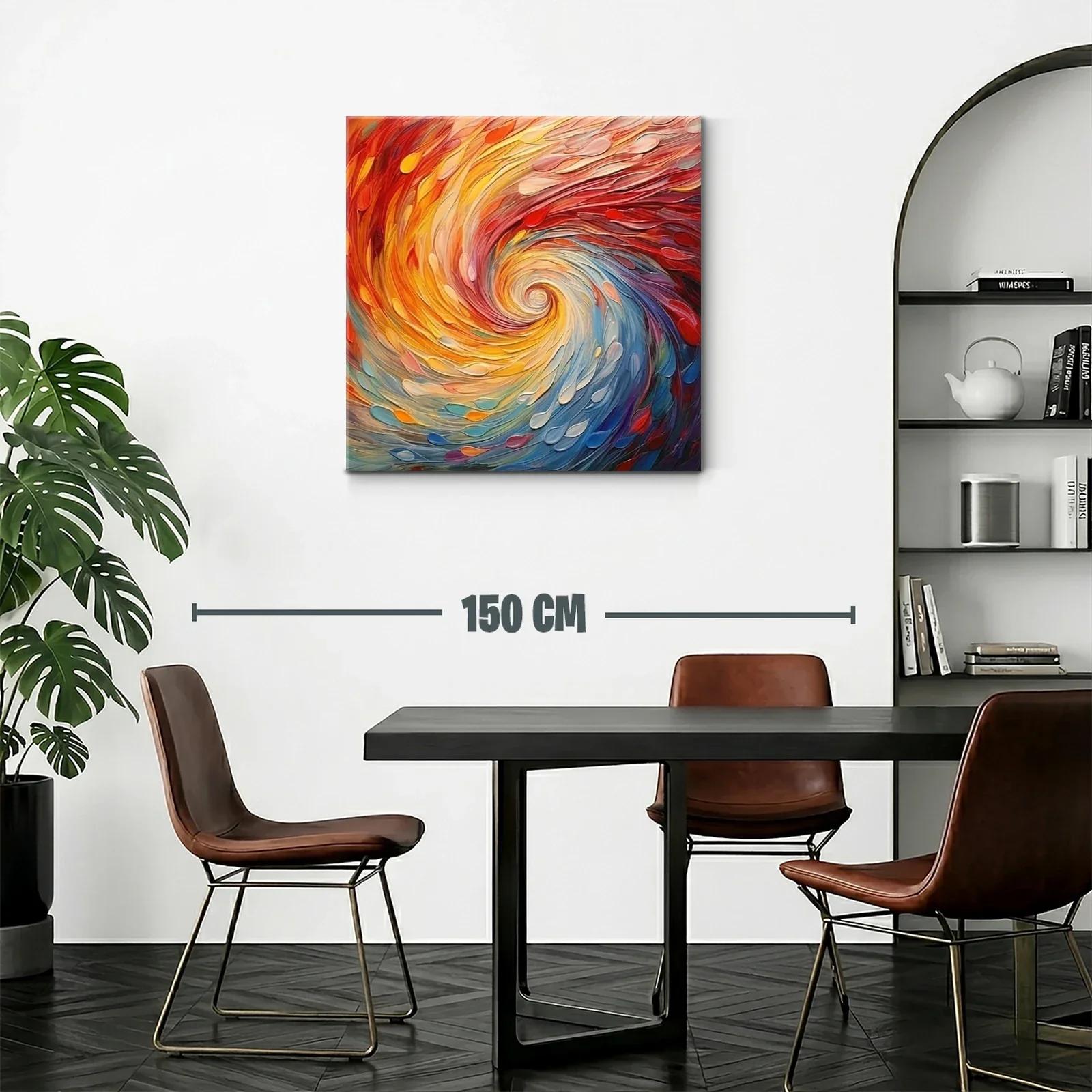 Cuadro abstracto en espiral con vibrantes tonos cálidos y fríos — miniatura 2