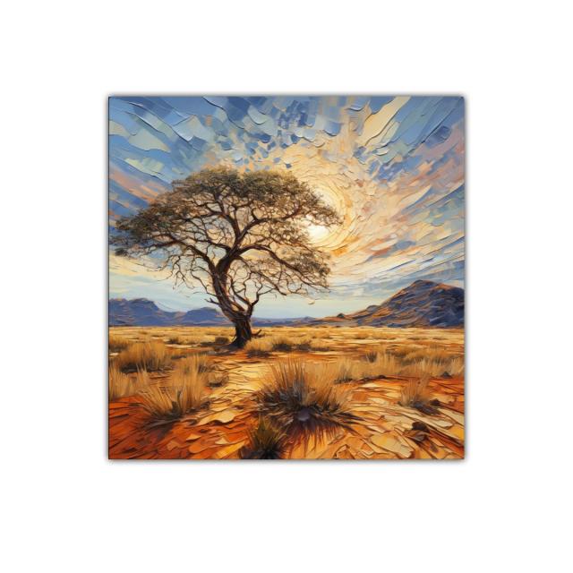 Serenidad del paisaje árido con un árbol solitario