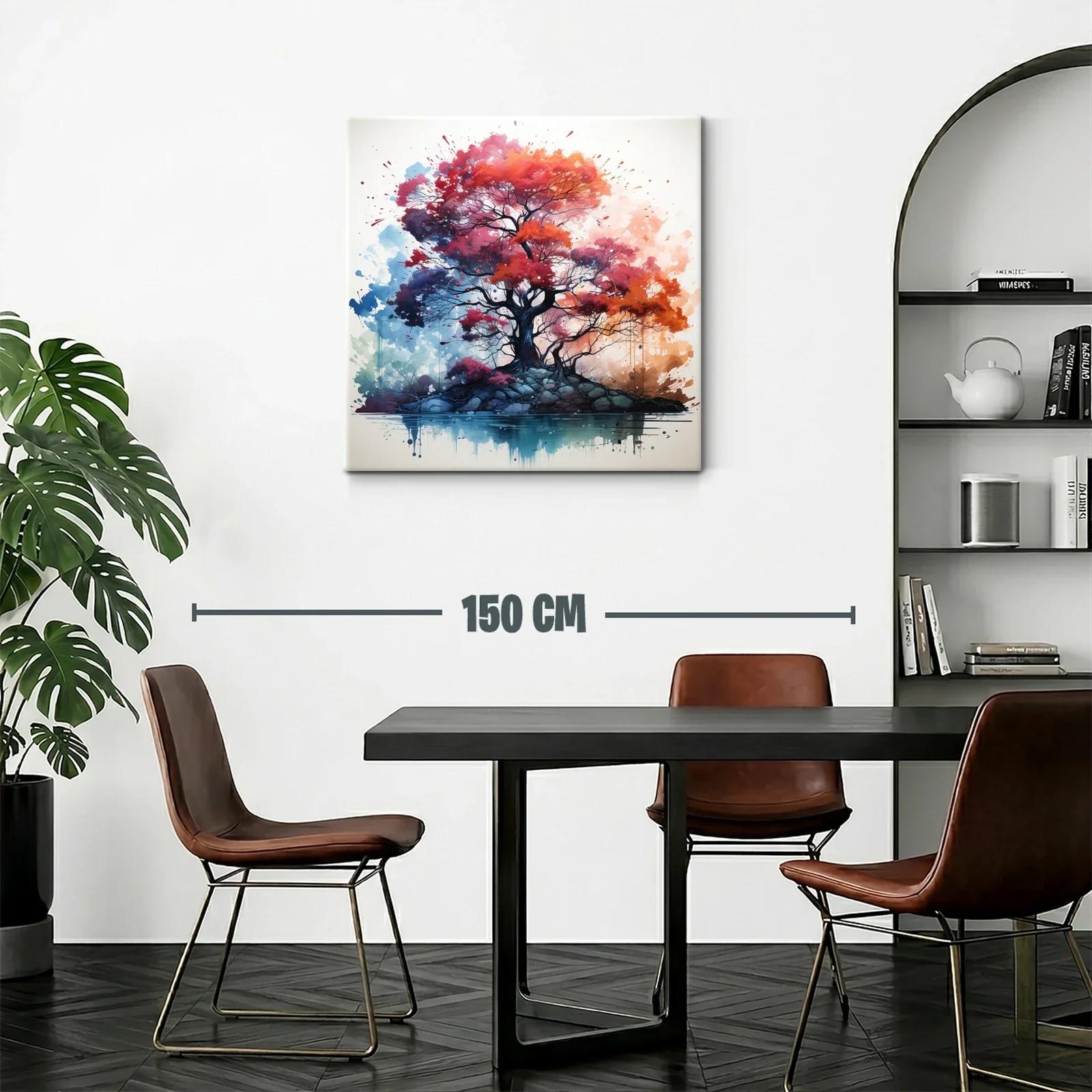 Árbol vibrante en tonos cálidos sobre lago sereno — miniatura 2