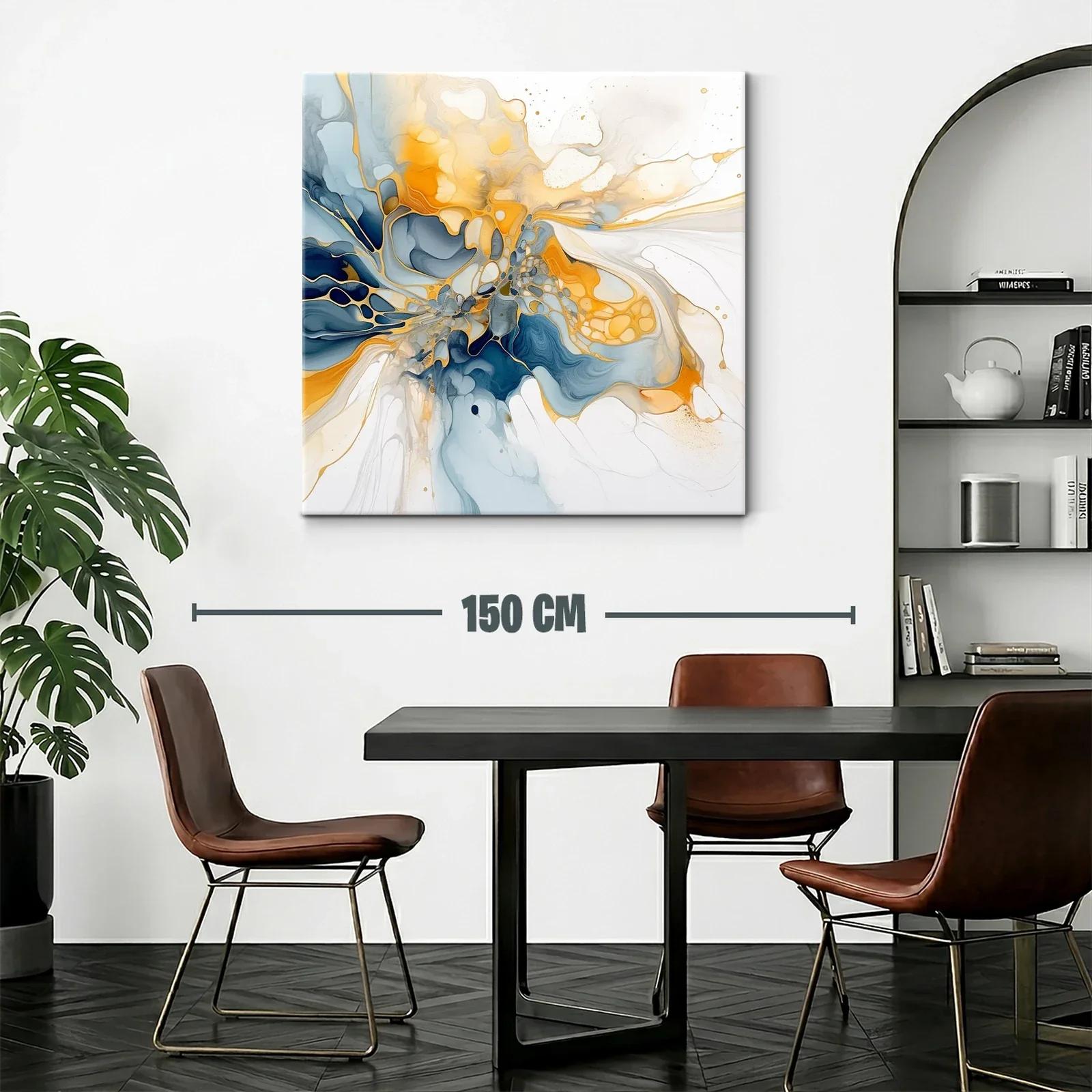 Composición abstracta con tonos dorados y azules intensos — miniatura 2