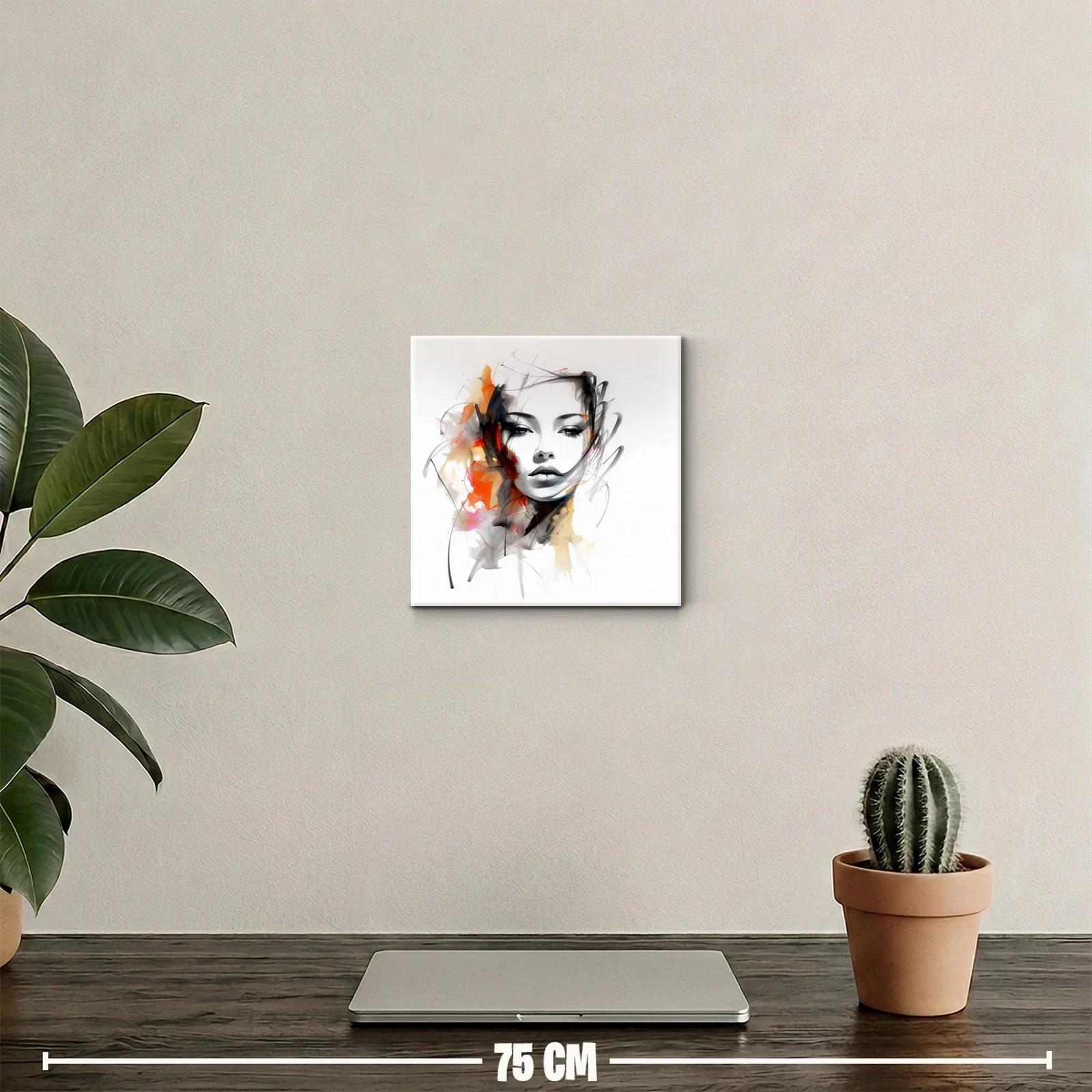 Retrato etéreo con pinceladas en tonos cálidos y grises — miniatura 2