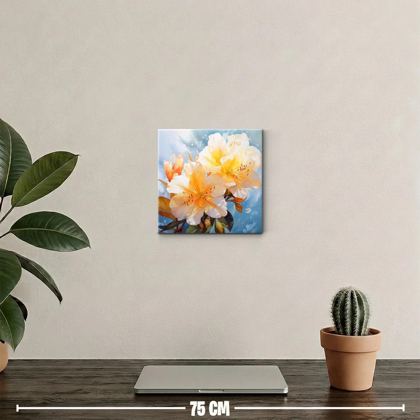 Cuadro floral con tonos cálidos y frescura acuática — miniatura 2