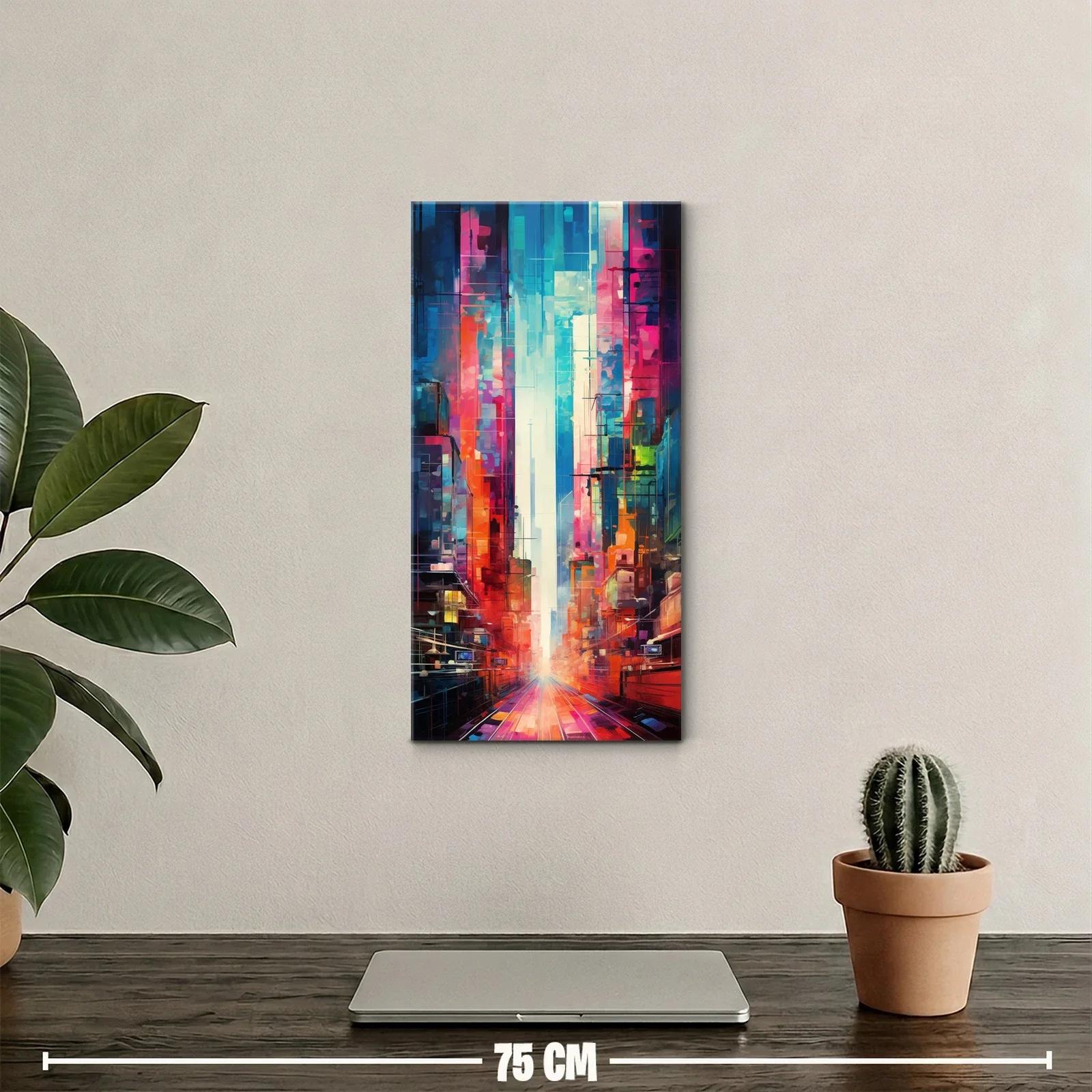 Cuadro ciudad abstracta con avenida luminosa — miniatura 2