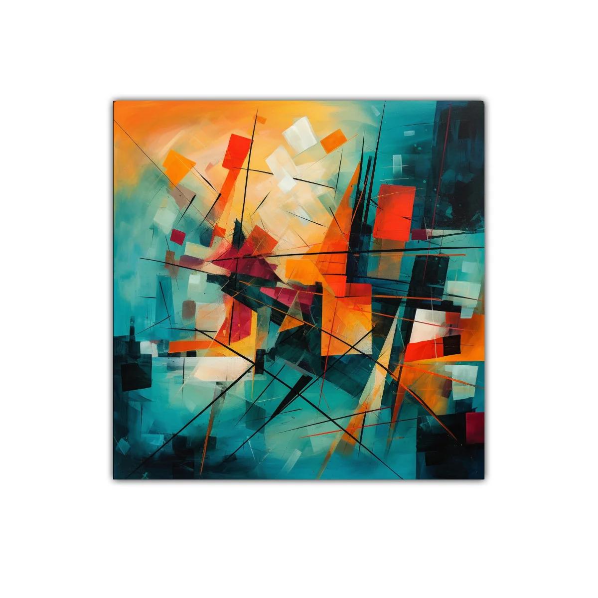 Composición abstracta en tonos vibrantes y contrastantes