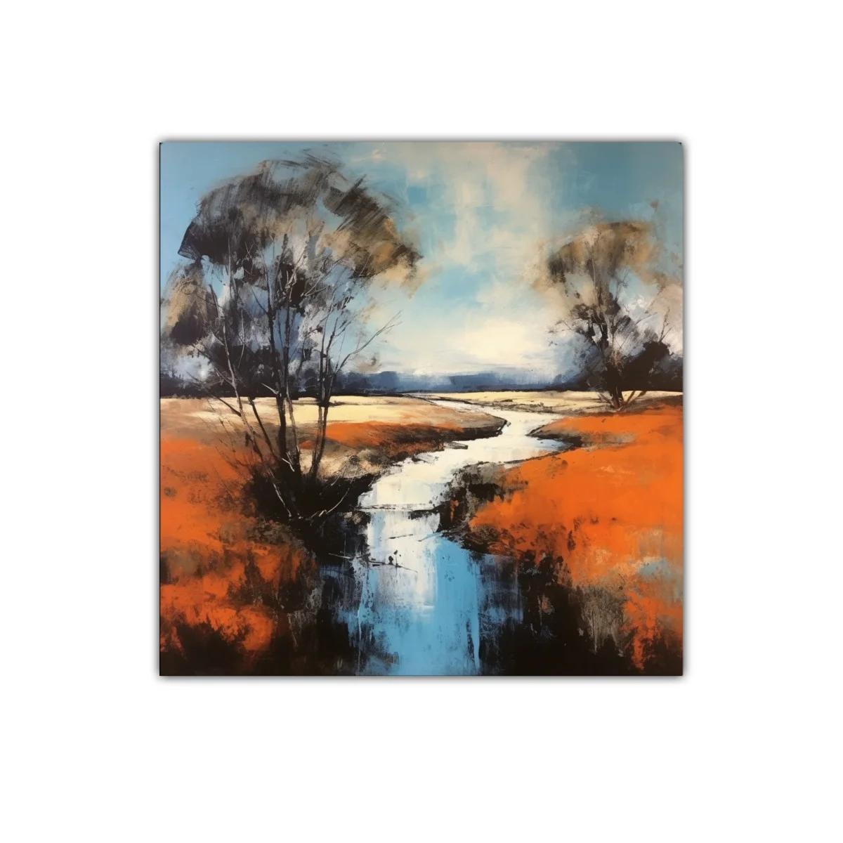 Paisaje sereno con río y árboles al atardecer