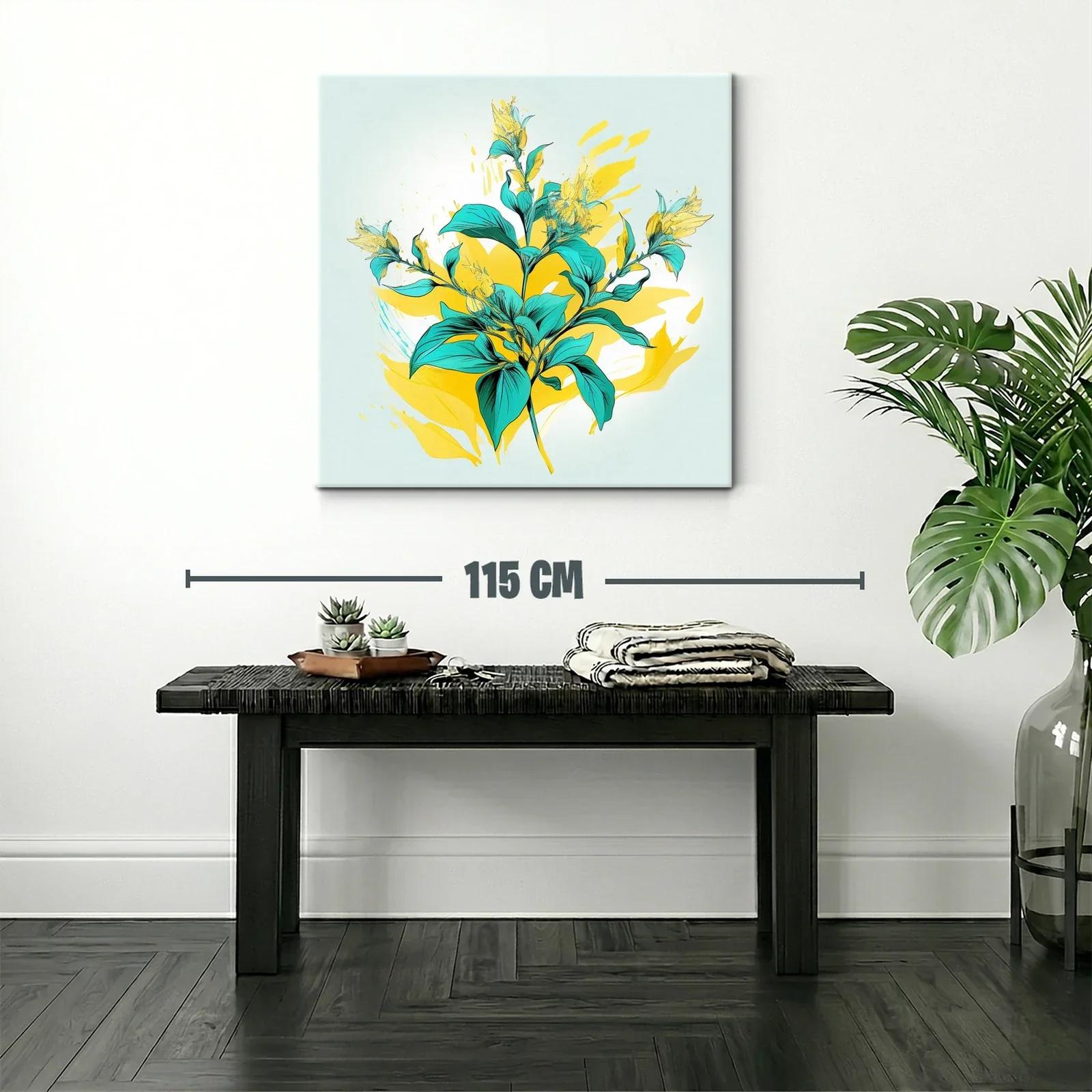 Flor Tropical vibrante en tonos turquesa y amarillo — miniatura 2