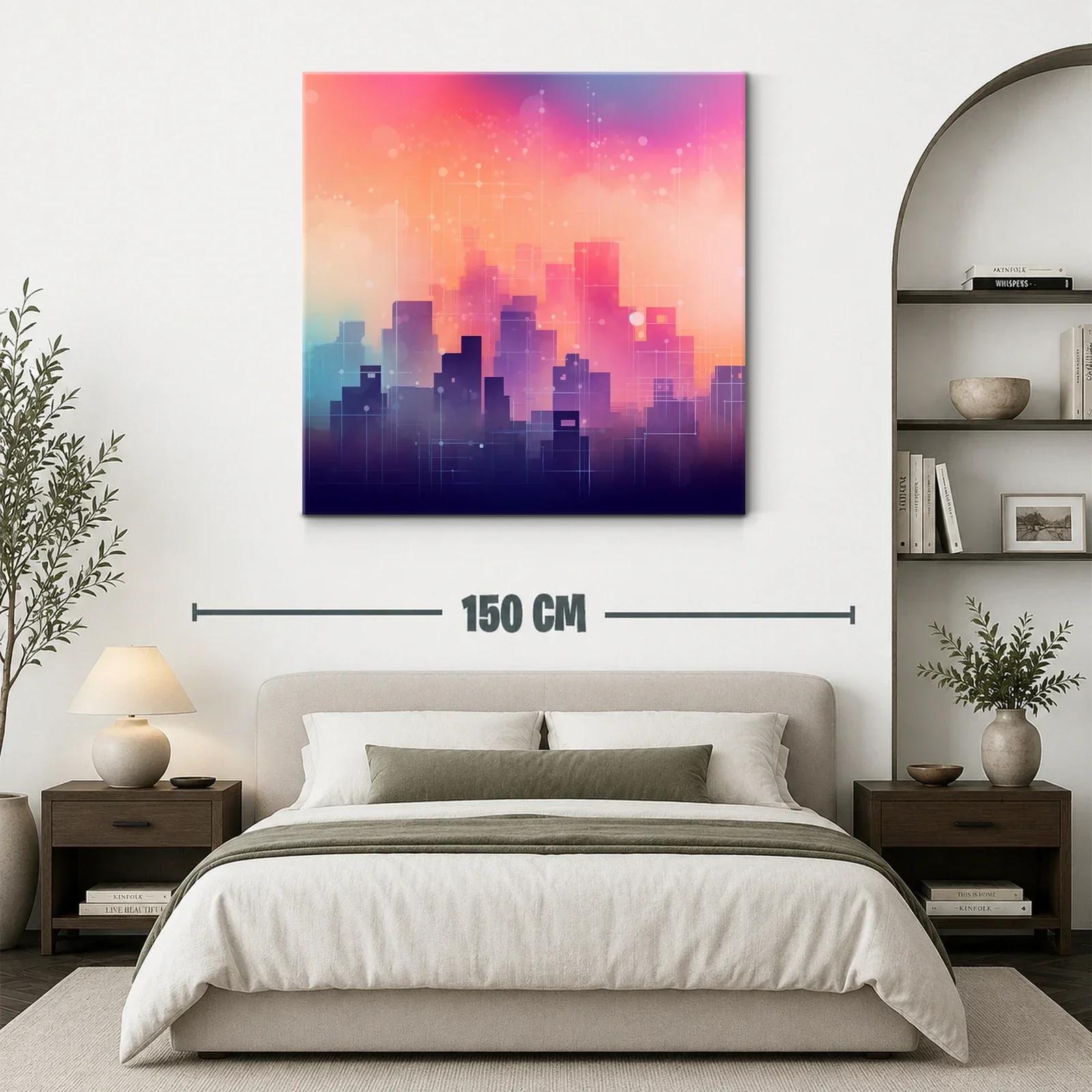 Ciudad abstracta en tonos cálidos y vibrantes al atardecer — miniatura 3