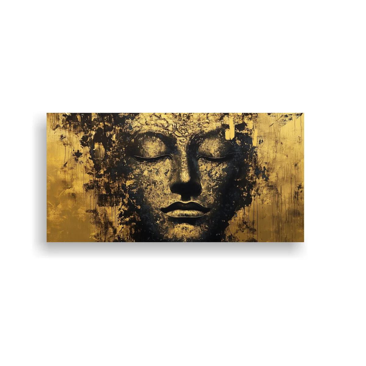 Cuadro rostro de Buda envejecido con textura craquelada