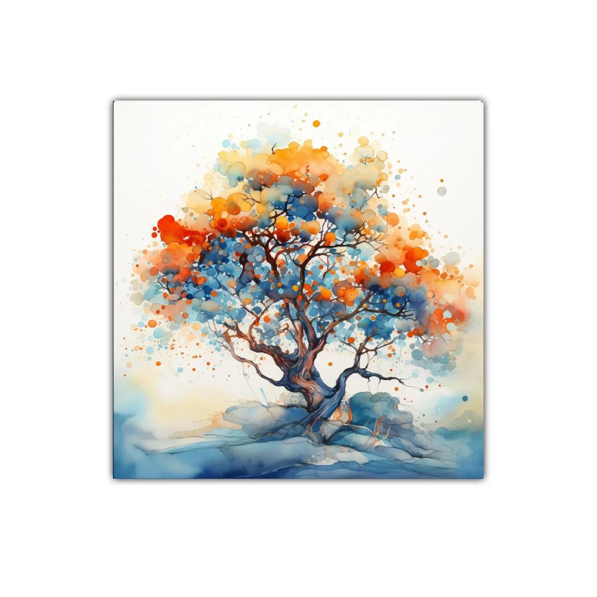 Árbol vibrante con tonos cálidos y fríos en armonía visual — imagen principal
