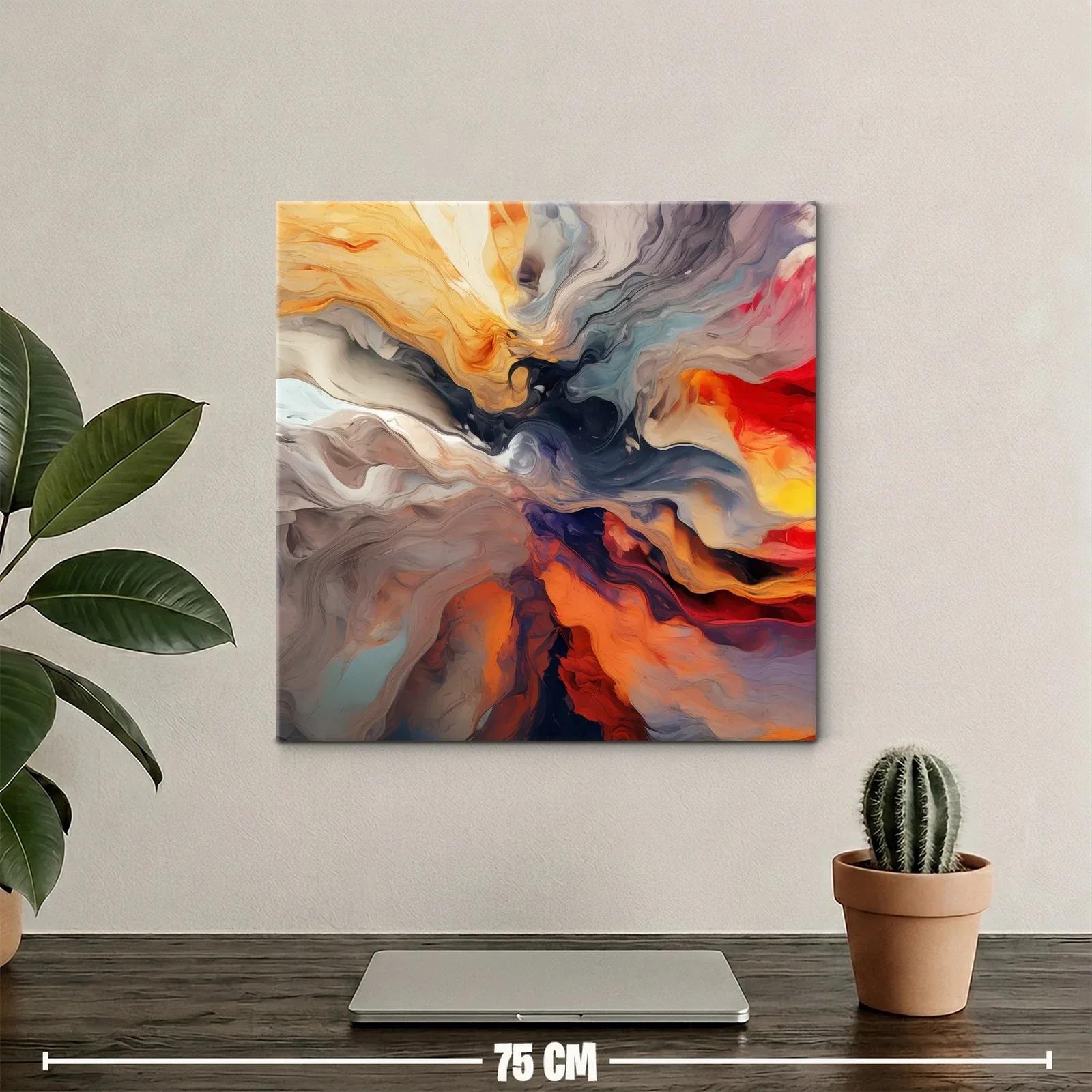 Cuadro abstracto con vibrantes tonos cálidos y fríos — miniatura 2