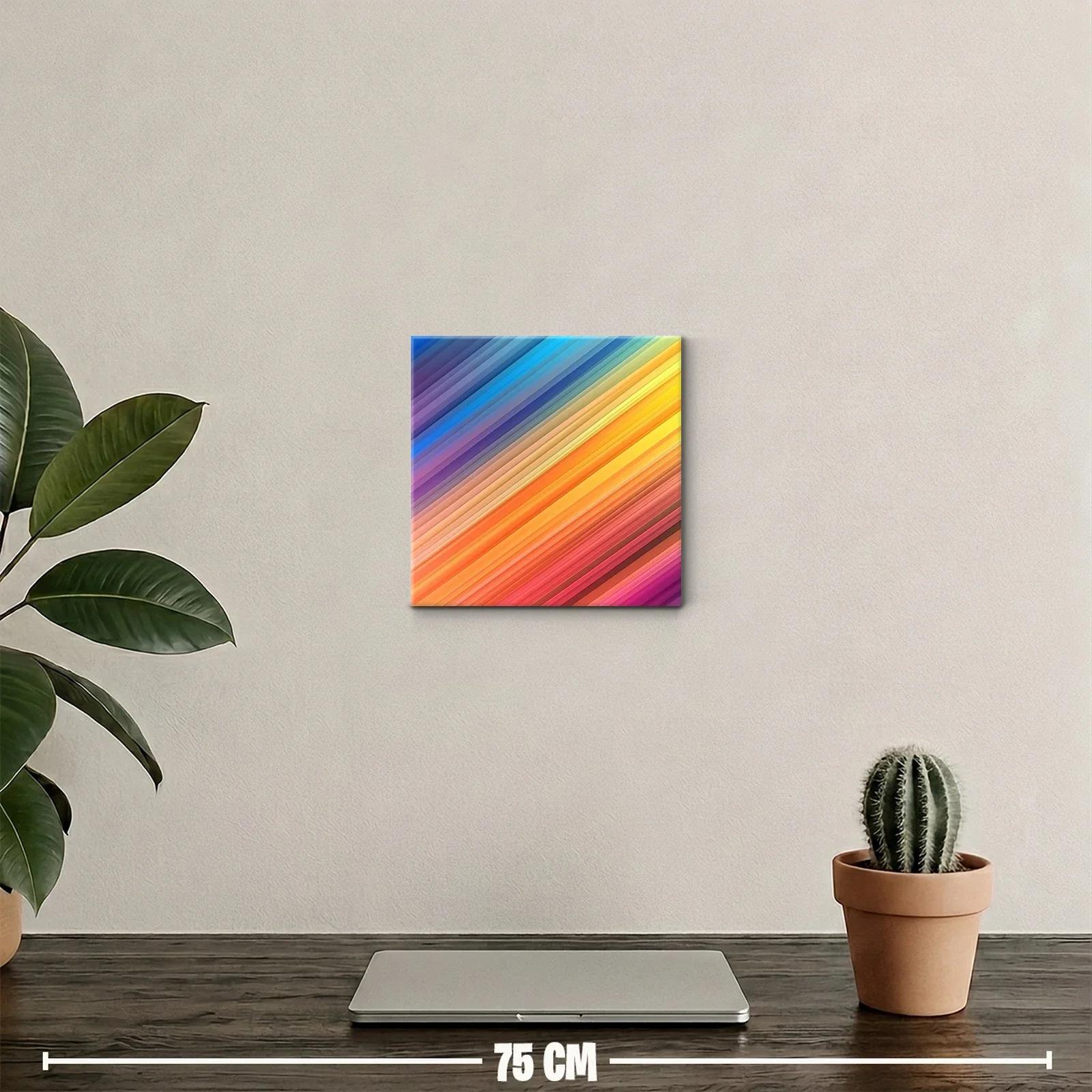Cuadro decorativo con líneas diagonales y degradados vibrantes — miniatura 2