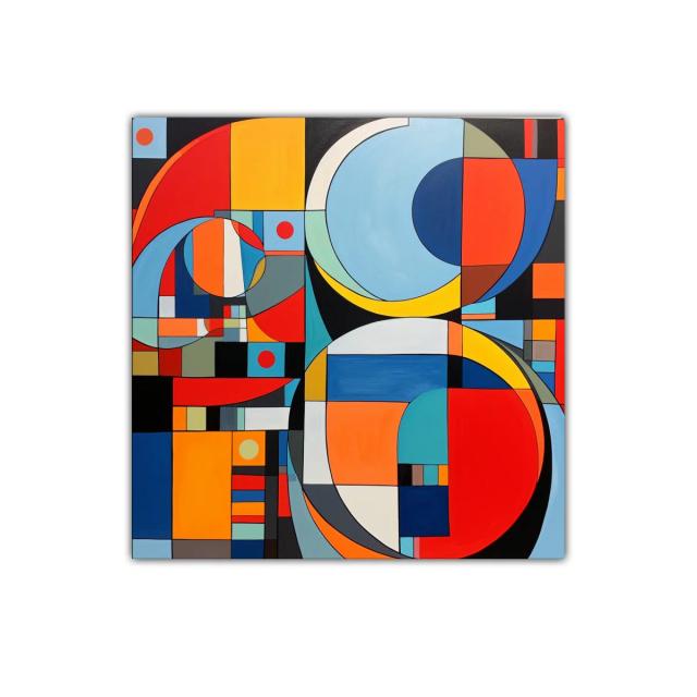 Composición geométrica vibrante con círculos y bloques de color