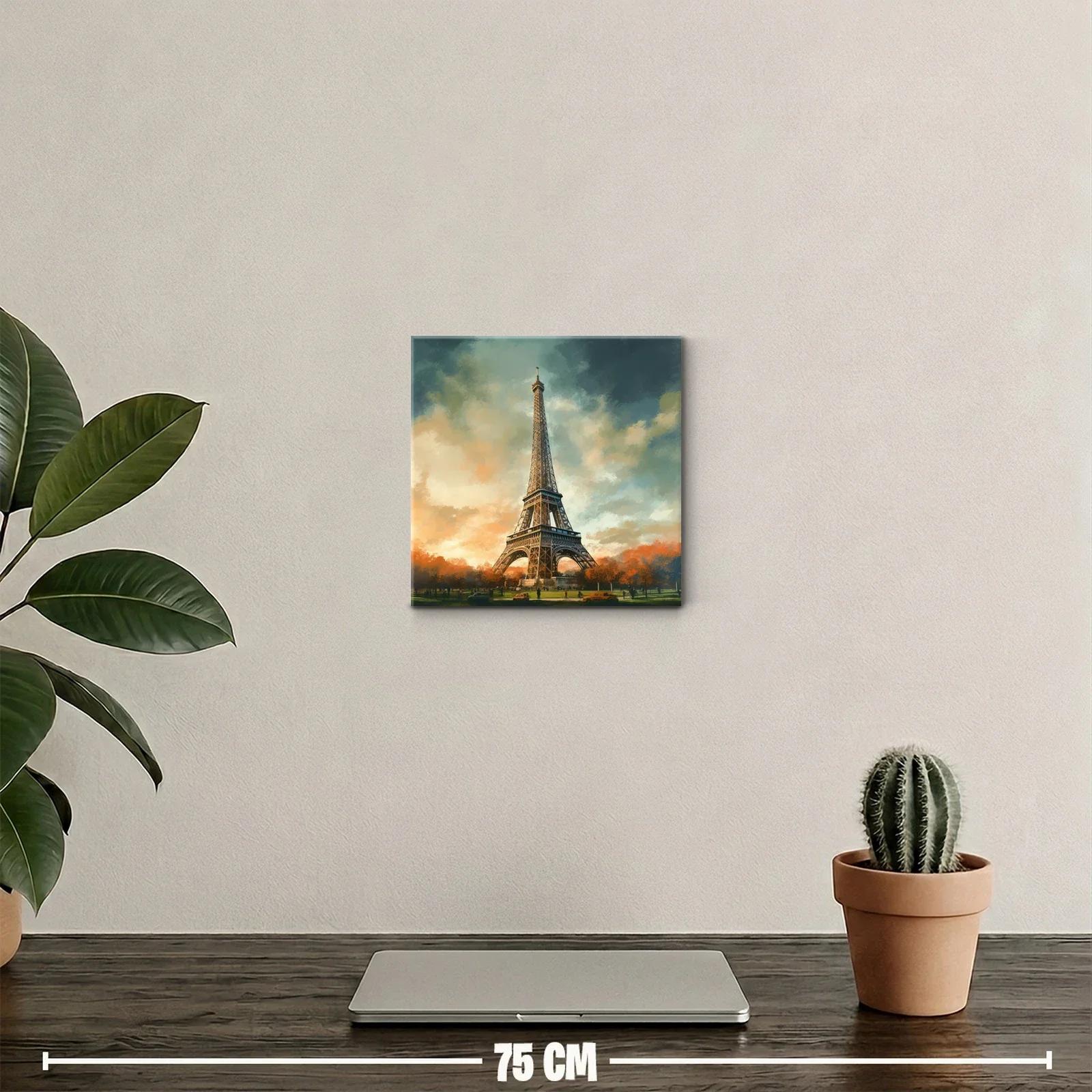 Torre Eiffel al atardecer con cielo dramático — miniatura 2
