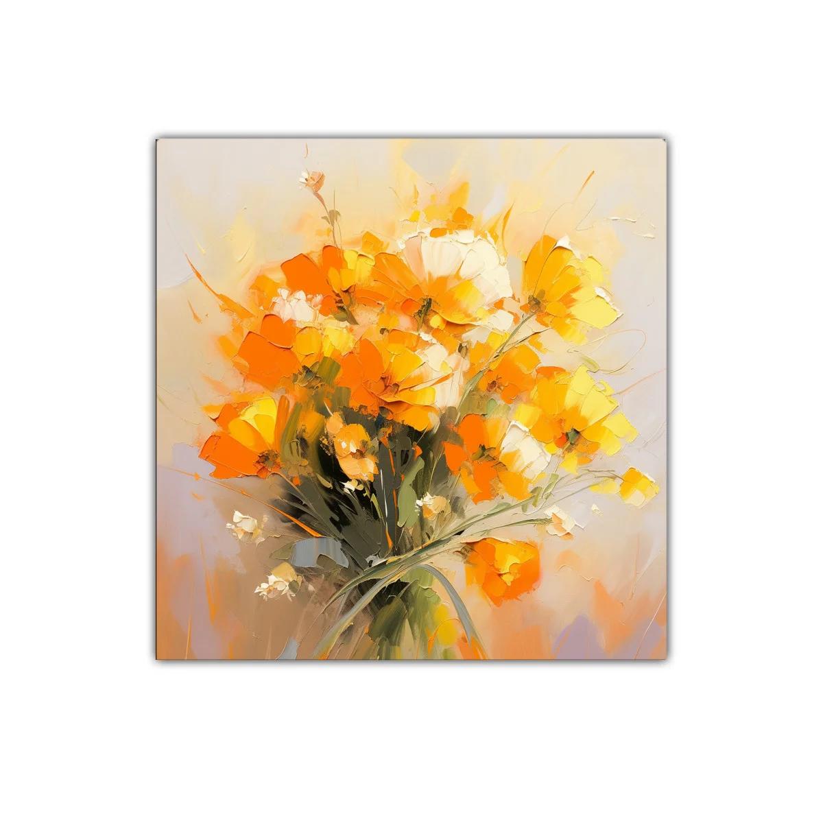 Cuadro floral vibrante en tonos naranja y amarillo — imagen principal