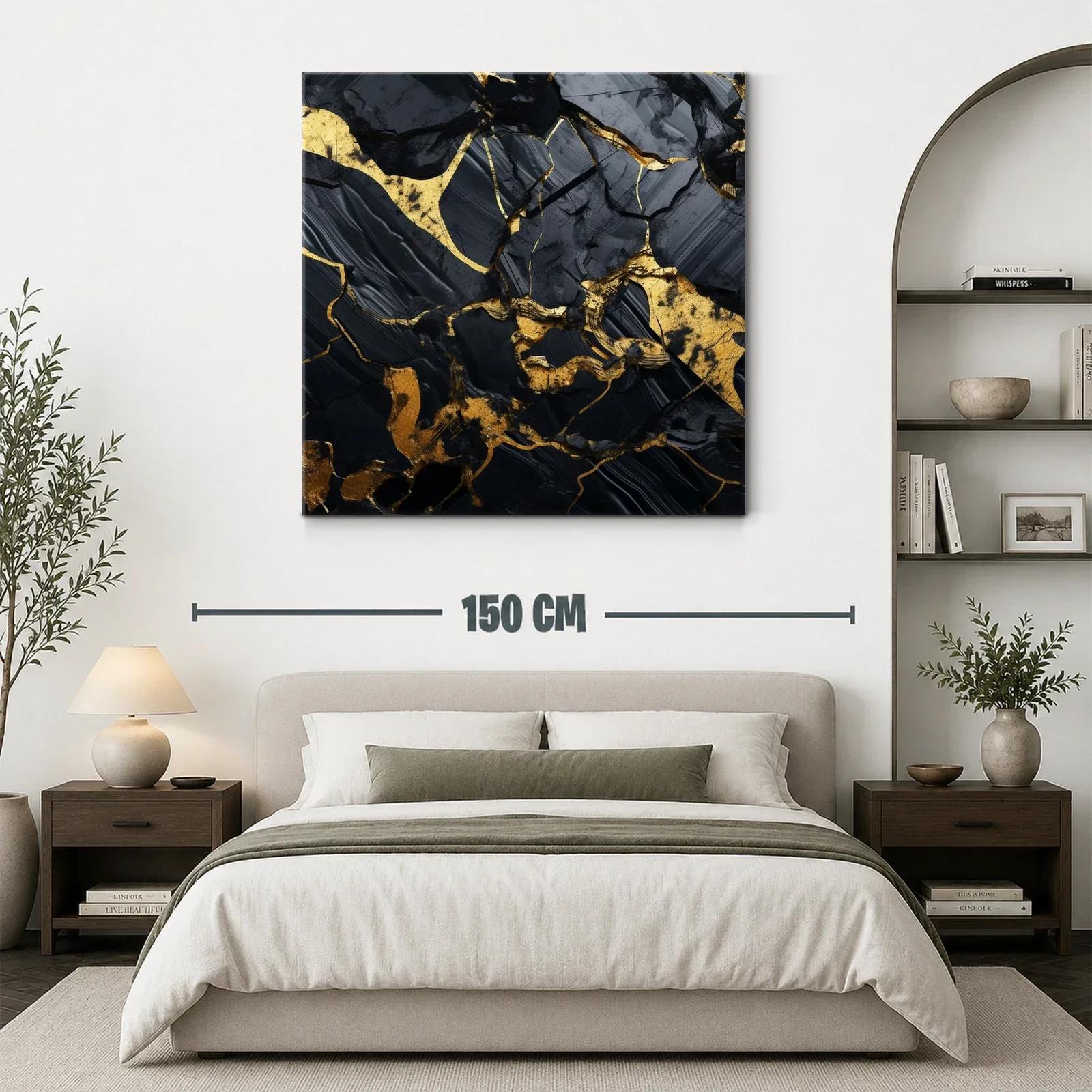Arte abstracto con detalles en dorado y negros intensos — miniatura 3