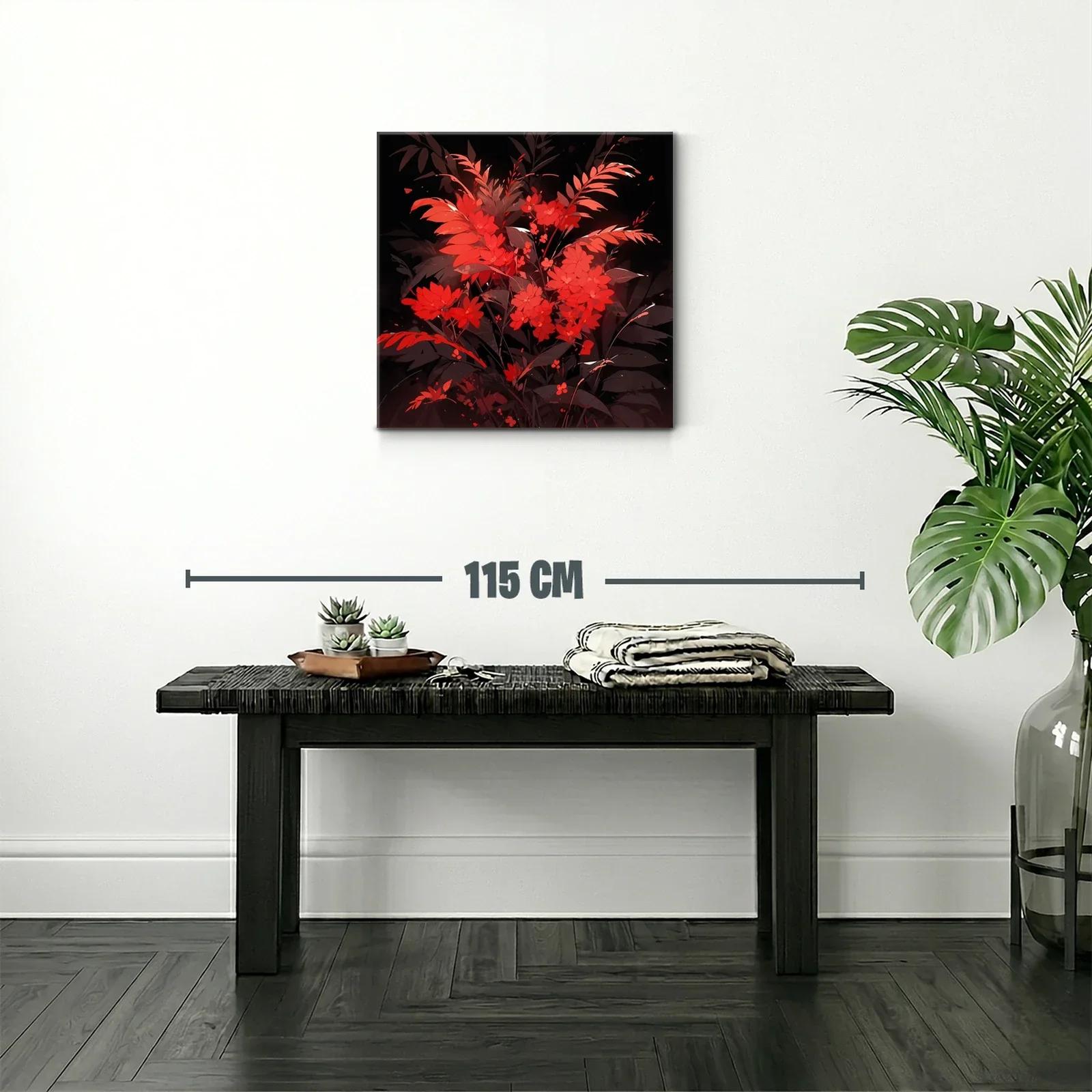 Ramo vibrante con flores rojas sobre fondo oscuro — miniatura 2