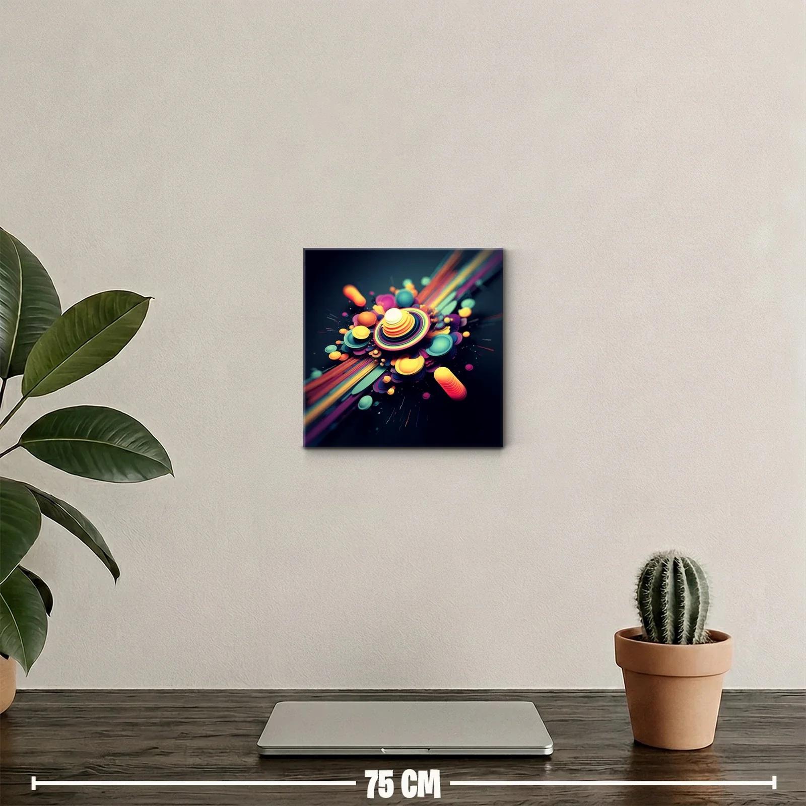 Cuadro abstracto con explosión de formas y colores vibrantes — miniatura 2