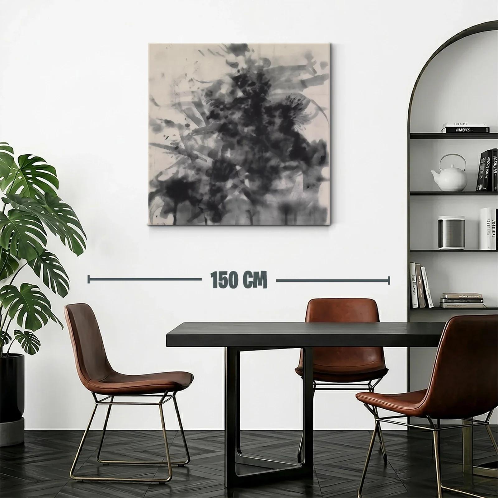 Cuadro abstracto en tonos grises para ambientes modernos — miniatura 2