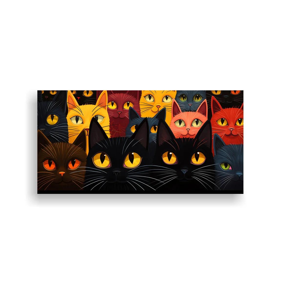 Cuadro grupo de gatos con ojos brillantes
