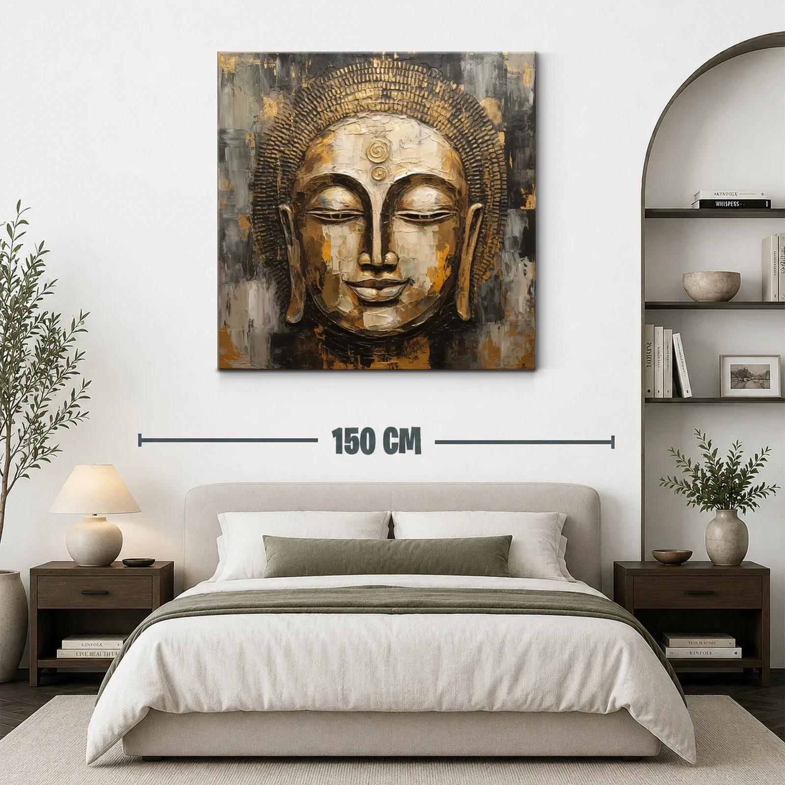 Rostro de Buda sereno con tonos dorados y grises — miniatura 3