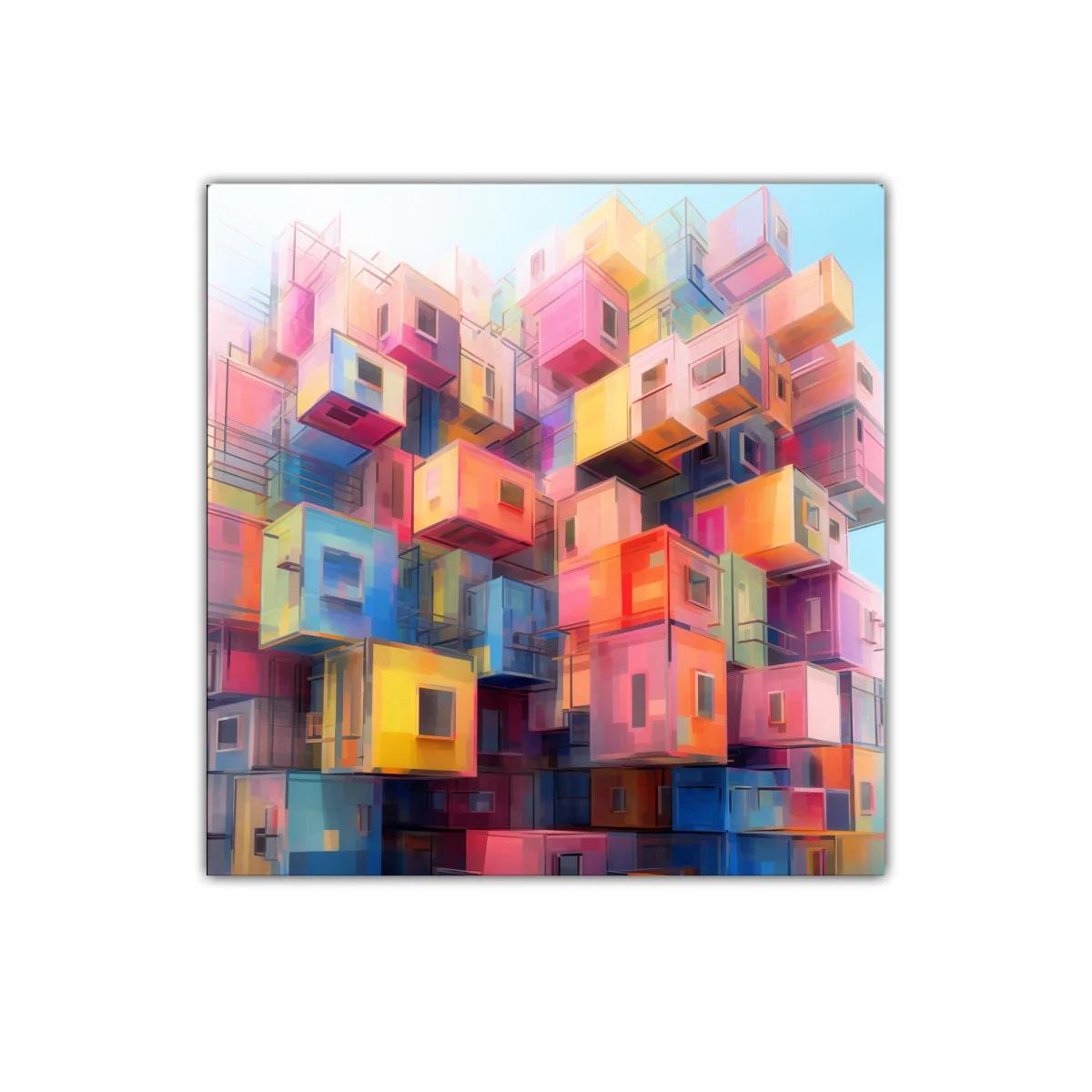 Composición colorida con cubos urbanos en arquitectura moderna