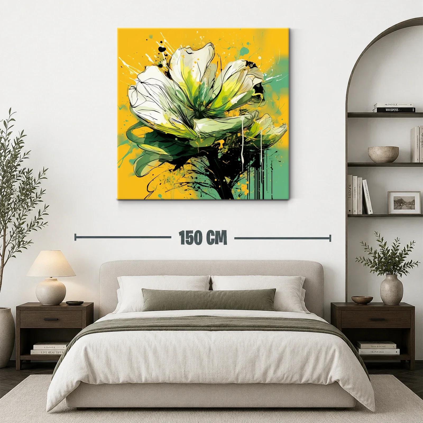Flor abstracta vibrante en tonos verdes y amarillos — miniatura 3