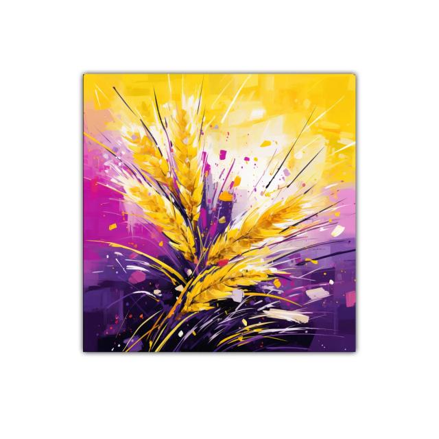 Ramo vibrante de espigas doradas en explosión de color