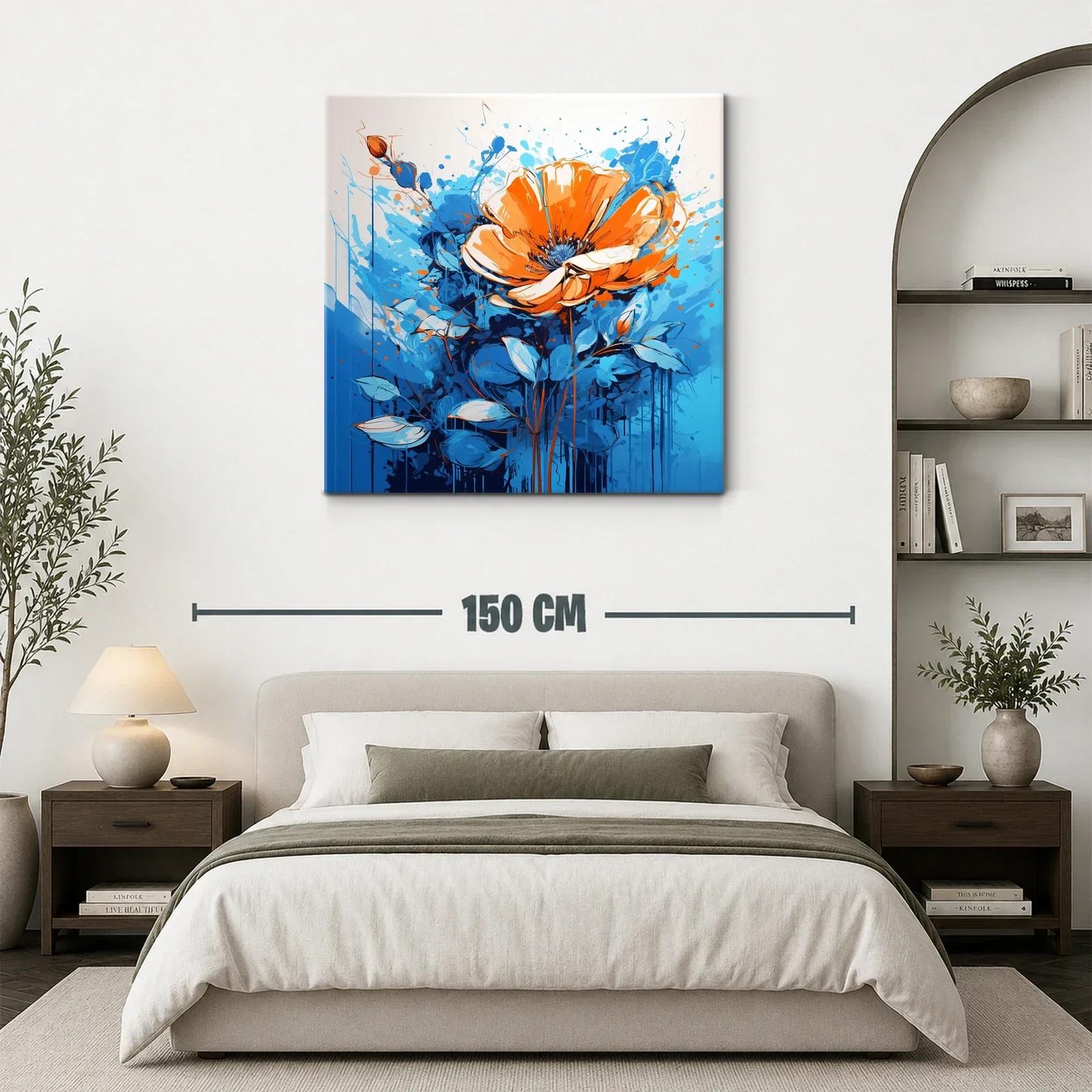Flor vibrante en tonos naranjas y azules dinámicos — miniatura 3