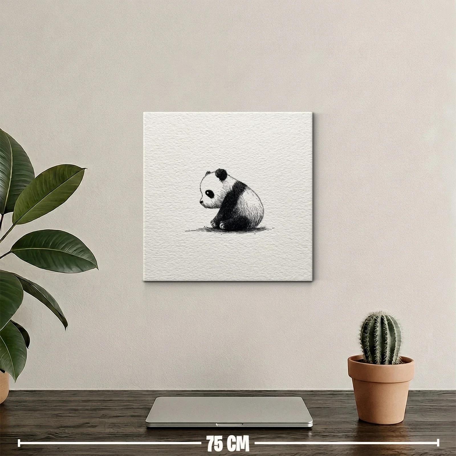 Sutil ilustración de panda bebé en blanco y negro — miniatura 2