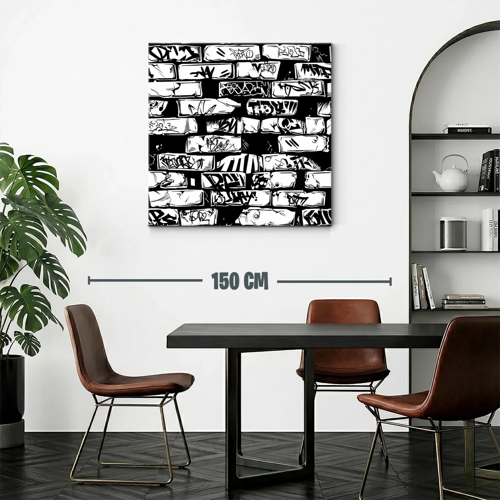 Arte urbano con grafitis en patrón monocromo moderno — miniatura 2