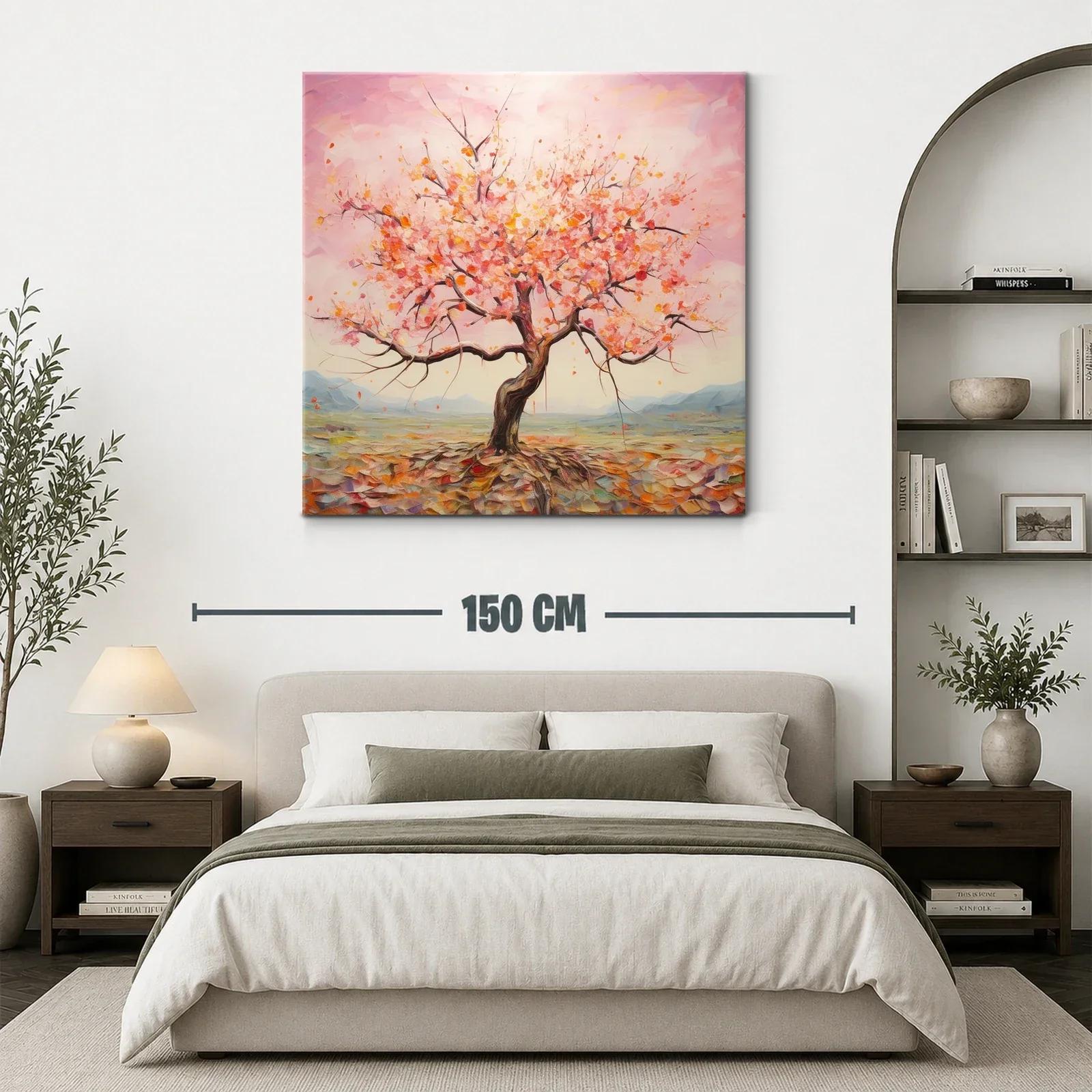 Árbol en flor con tonos cálidos y paisaje suave — miniatura 3