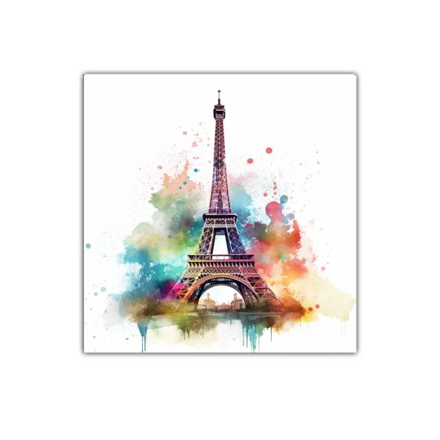 Torre Eiffel vibrante con explosión de colores artísticos