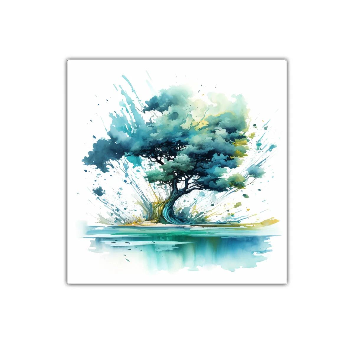 Árbol artístico con tonos azules y verdes vibrantes — imagen principal