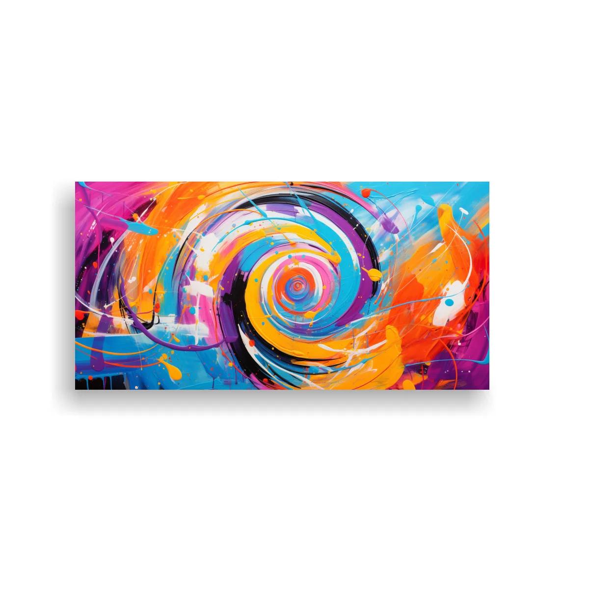 Cuadro espiral abstracta multicolor con remolino central