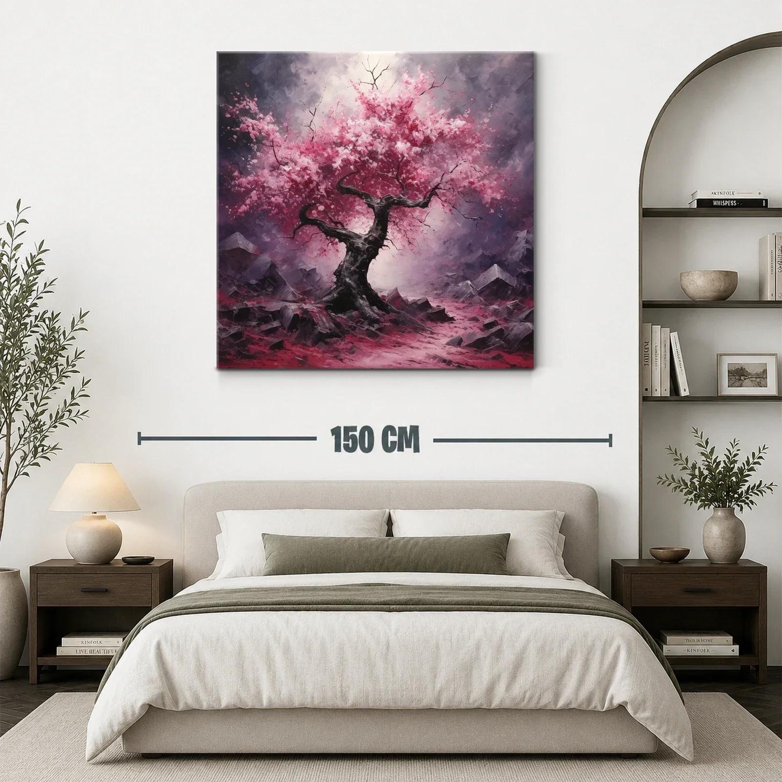 Árbol en flor entre rocas en paisaje místico — miniatura 3
