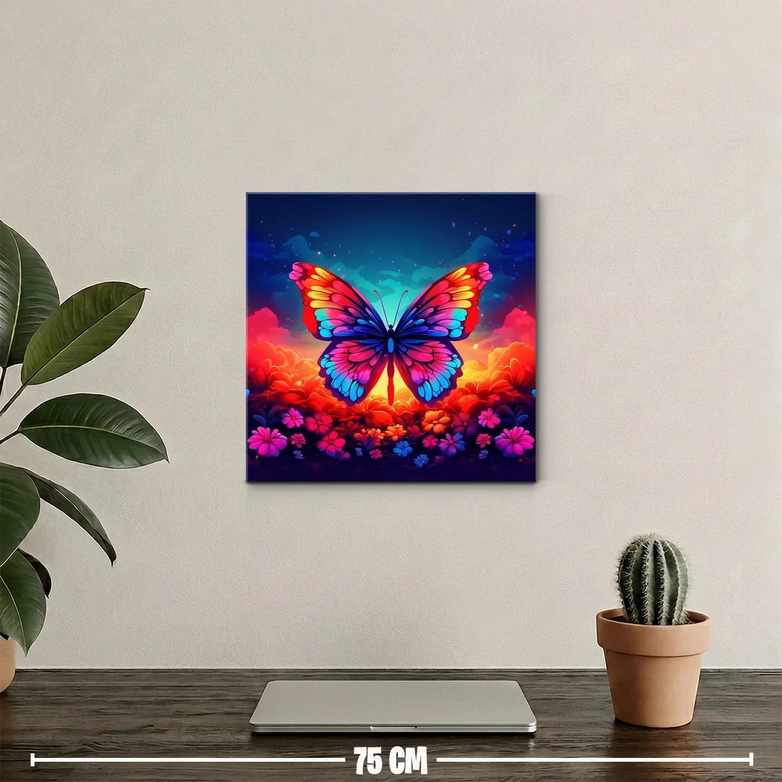 Mariposa vibrante sobre fondo floral al atardecer — miniatura 2
