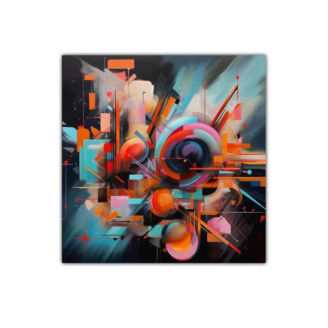 Cuadro abstracto moderno con formas y colores vibrantes