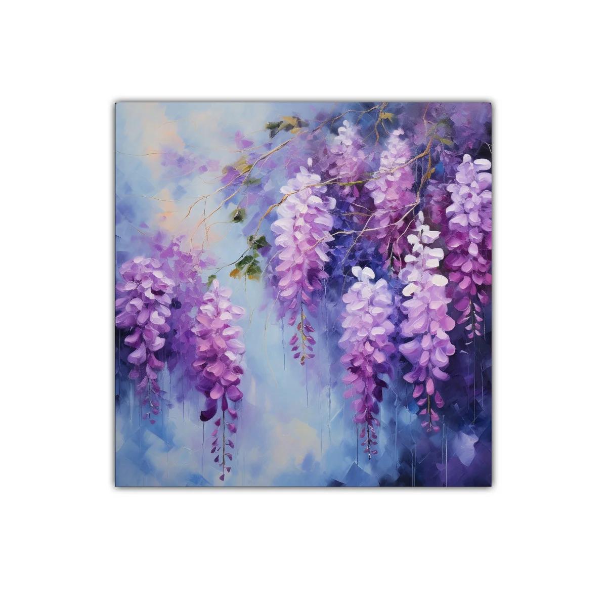 Cuadro decorativo con flores colgantes en tonos violetas — imagen principal