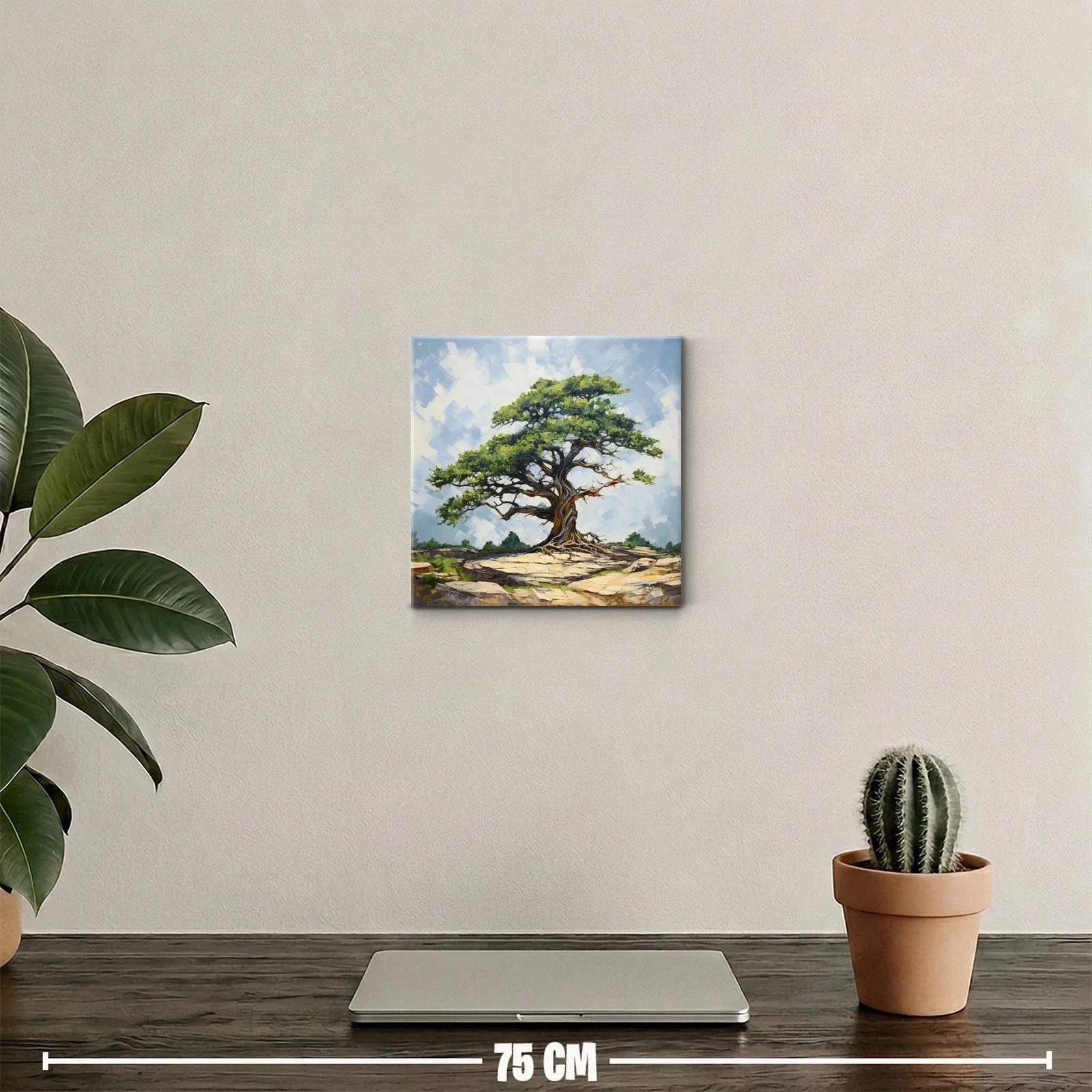Árbol solitario sobre rocas en paisaje sereno — miniatura 2