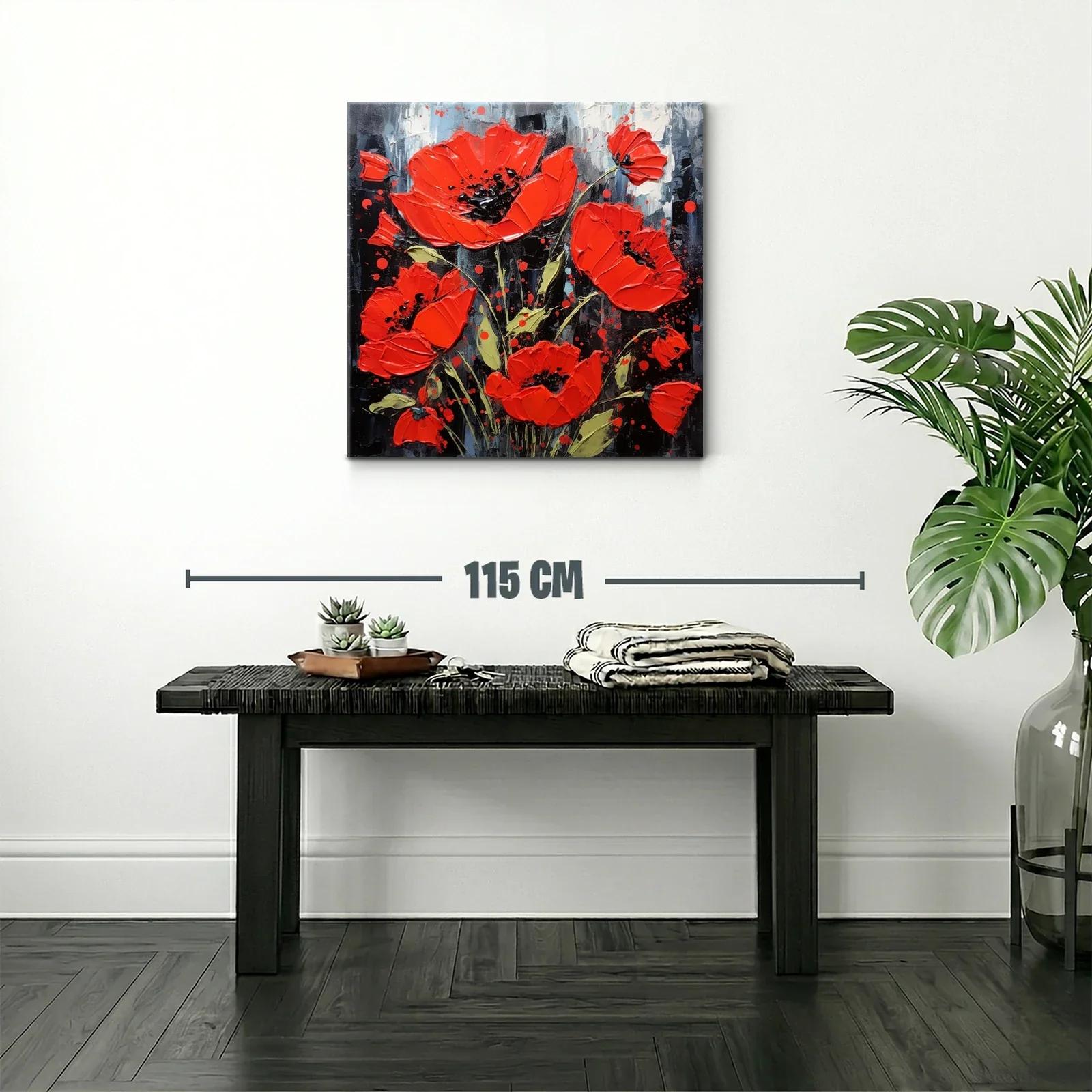 Flores rojas vibrantes sobre fondo oscuro y contrastante — miniatura 2