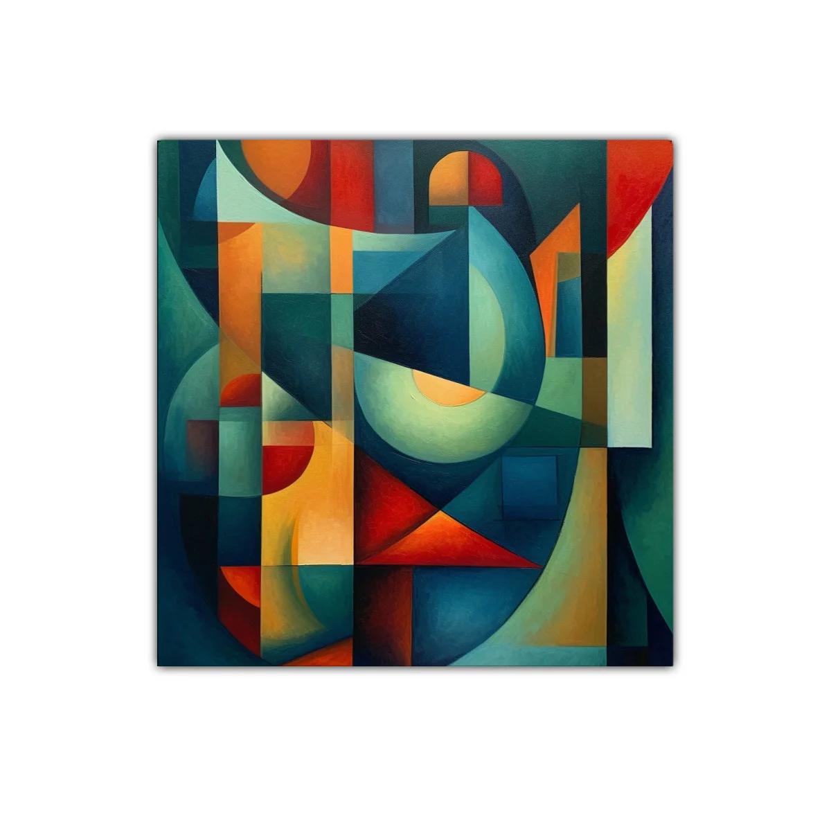 Composición geométrica con vibrantes tonos cálidos y fríos — imagen principal