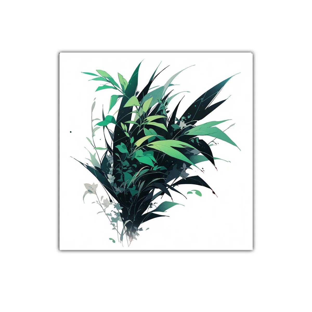 Composición Botánica de Hojas Verdes y Negro Profundo — imagen principal