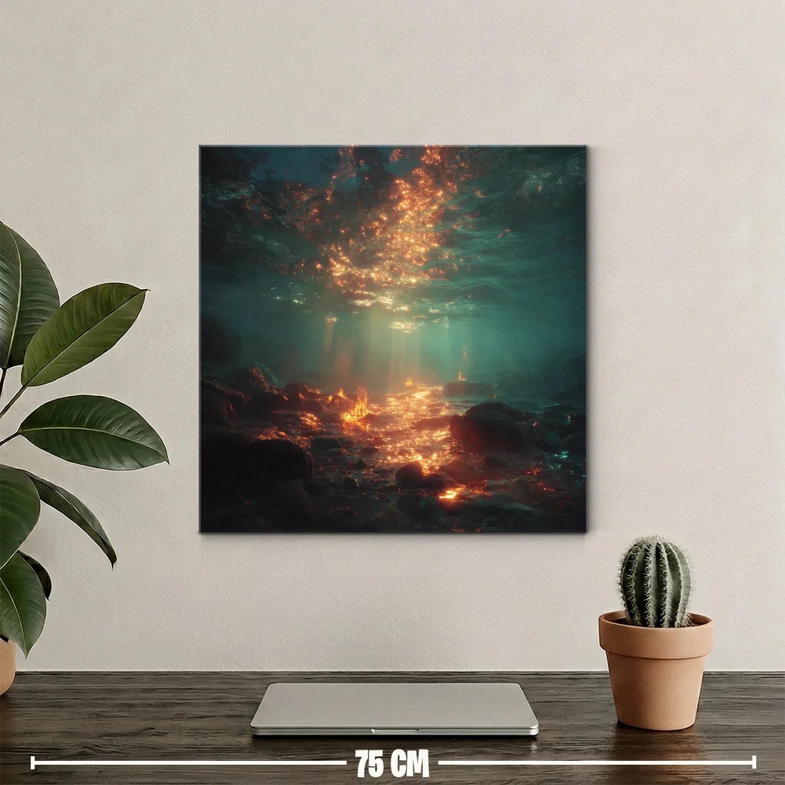 Paisaje submarino con destellos de luz dorada brillante — miniatura 2