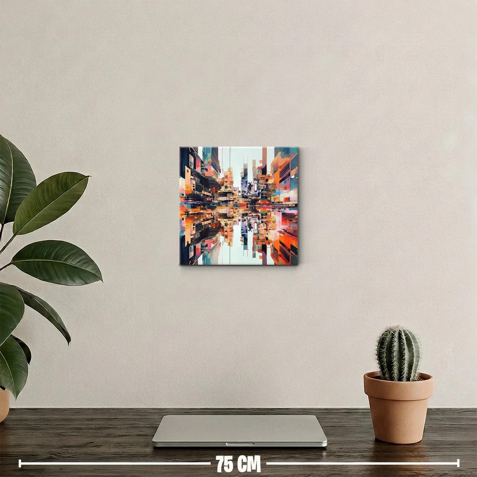 Arte urbano vibrante con reflejos y arquitectura moderna — miniatura 2